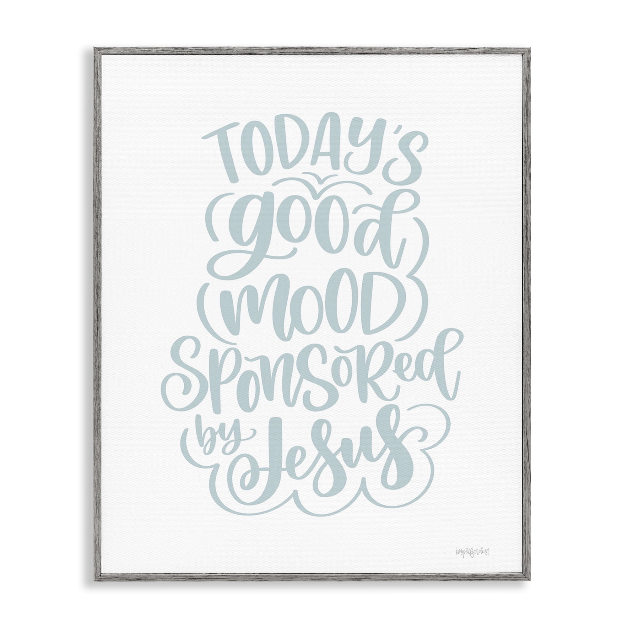 Stupell Industries Good Mood by Jesus Religious Painting Gray Framed Art Print Wall Art, 24 x 30
