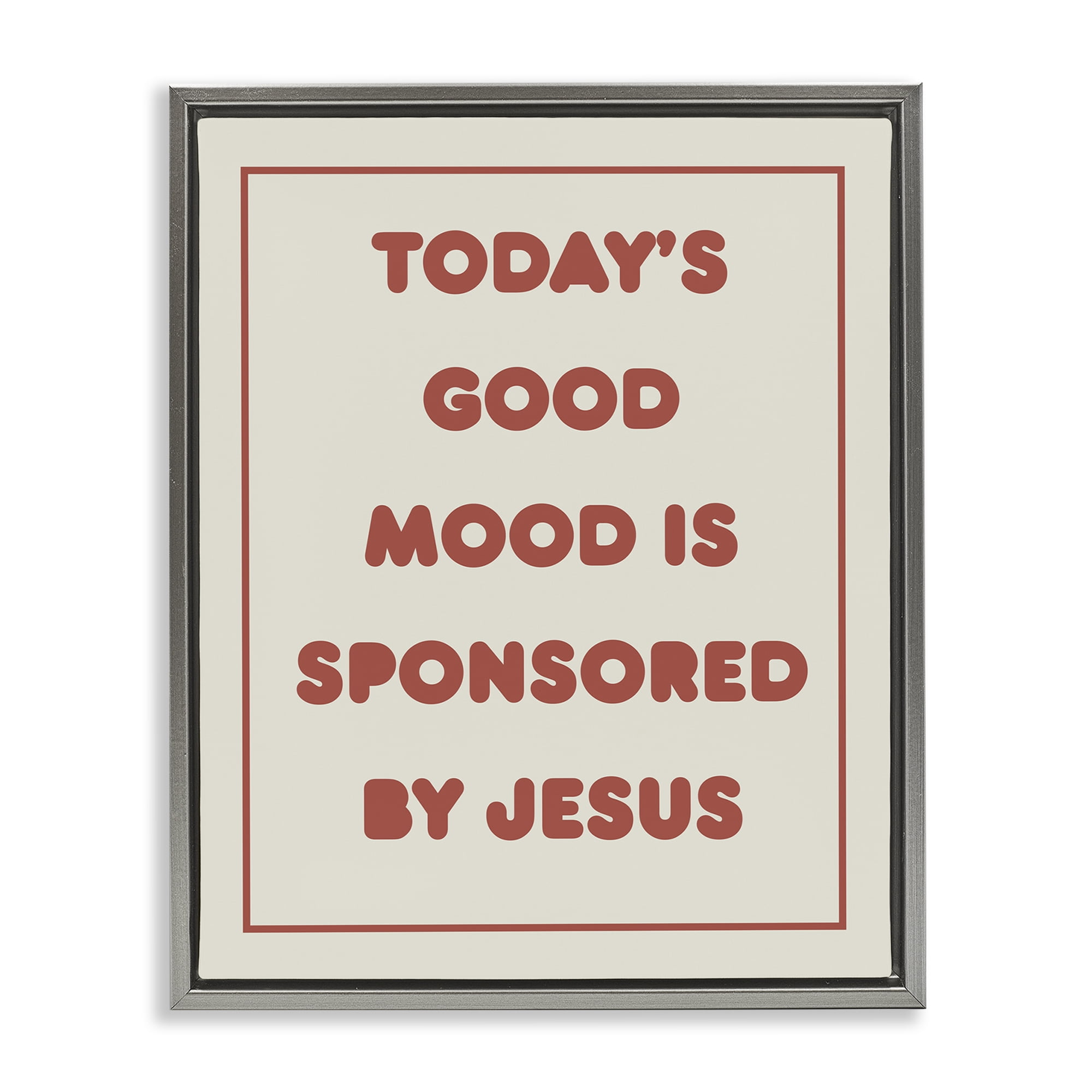 Stupell Industries Good Mood by Jesus Religious & Spiritual Painting Gray Floater Framed Canvas Art Print Wall Art, 17 x 21