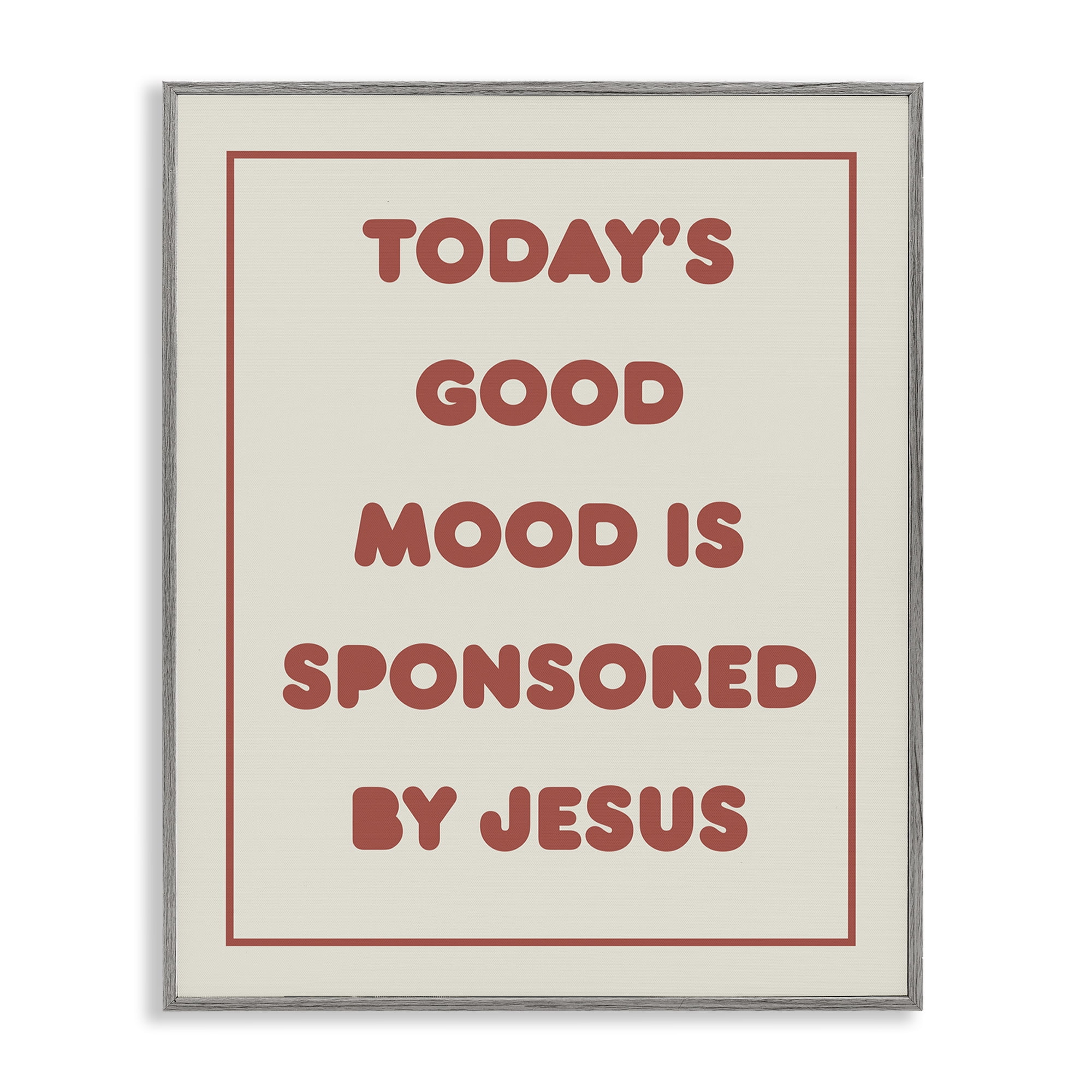 Stupell Industries Good Mood by Jesus Religious & Spiritual Painting Gray Framed Art Print Wall Art, 16 x 20