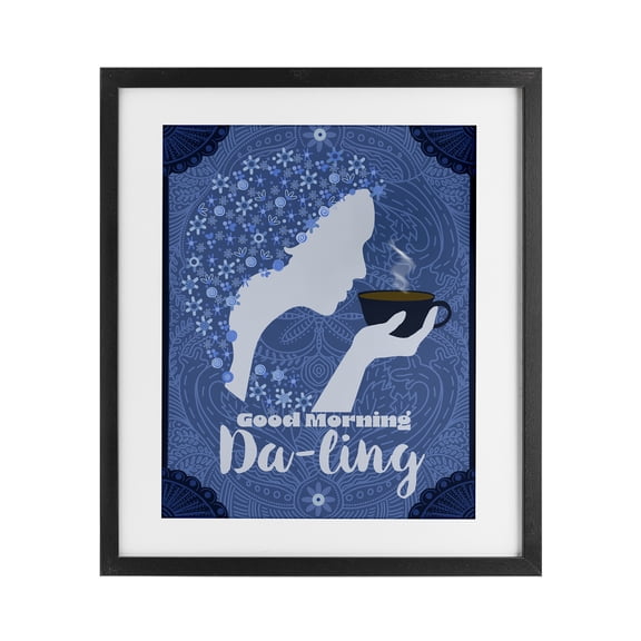 Stupell Industries Good Morning Da-ling Coffee Black Framed Print Under Glass design by Lori Mosley, 21 x 17