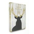 thumbnail image 1 of Stupell Industries Good Morning Deer Animal Country Black Gold Word Design Canvas Wall Art by The Saturday Evening Post, 1 of 1