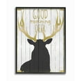 thumbnail image 1 of Stupell Industries Good Morning Deer Animal Country Black Gold Word Design Framed Wall Art by The Saturday Evening Post, 1 of 8