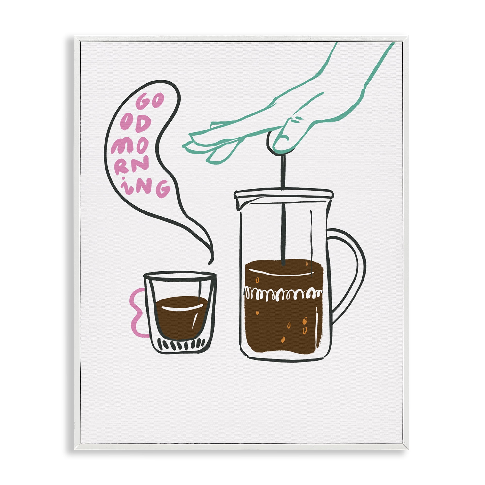 Stupell Industries Good Morning Espresso Food & Beverage Painting White Framed Art Print Wall Art, 11 x 14