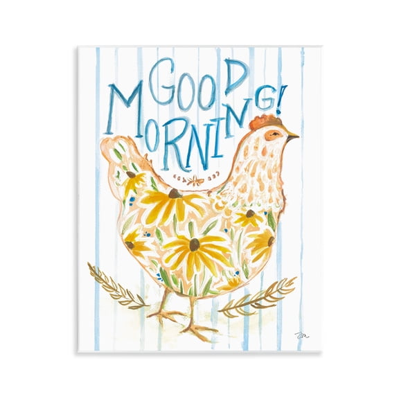 Stupell Industries Good Morning Farmhouse Hen Quotes and Sayings Painting Unframed Art Print Wall Art, 11 x 14