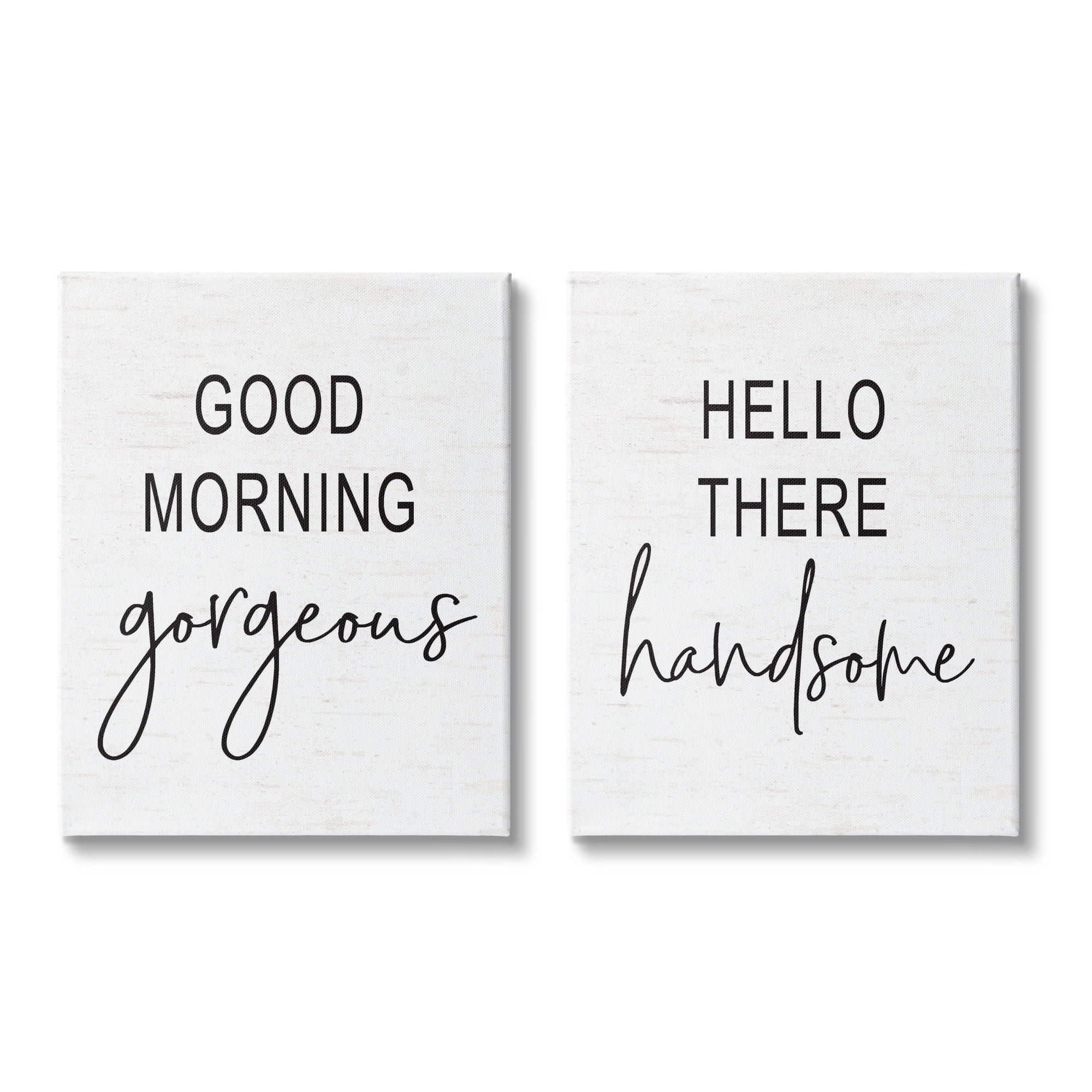 Black and White Canvas Wall Art Set with Romantic Quotes