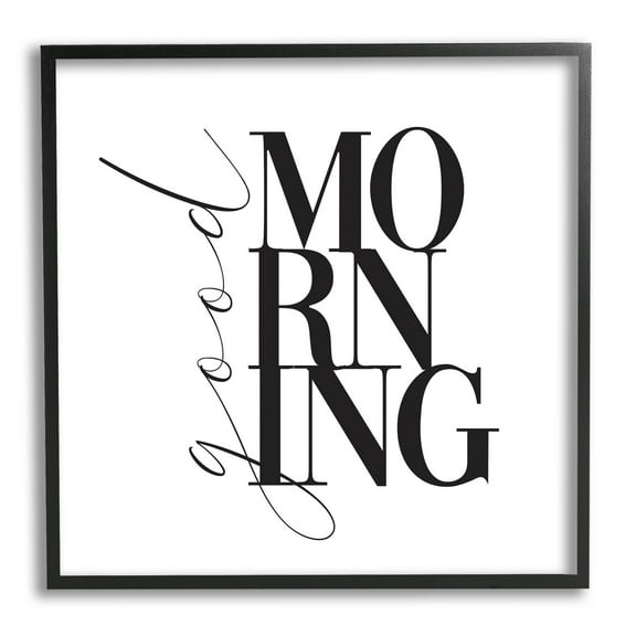 Stupell Industries Good Morning Modern Text Graphic Art Black Framed Art Print Wall Art, Design by Alison Petrie
