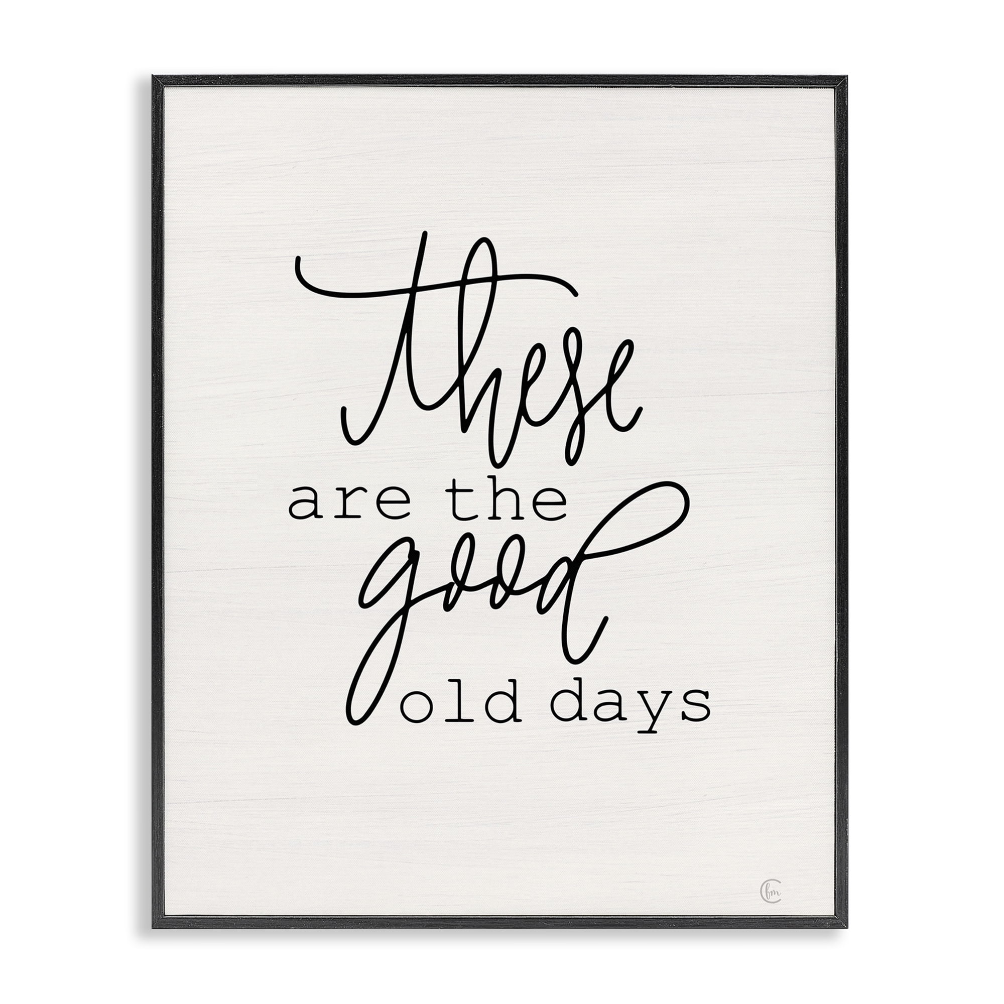 Stupell Industries Good Old Days Typography Painting Black Framed Art Print Wall Art, 16 x 20