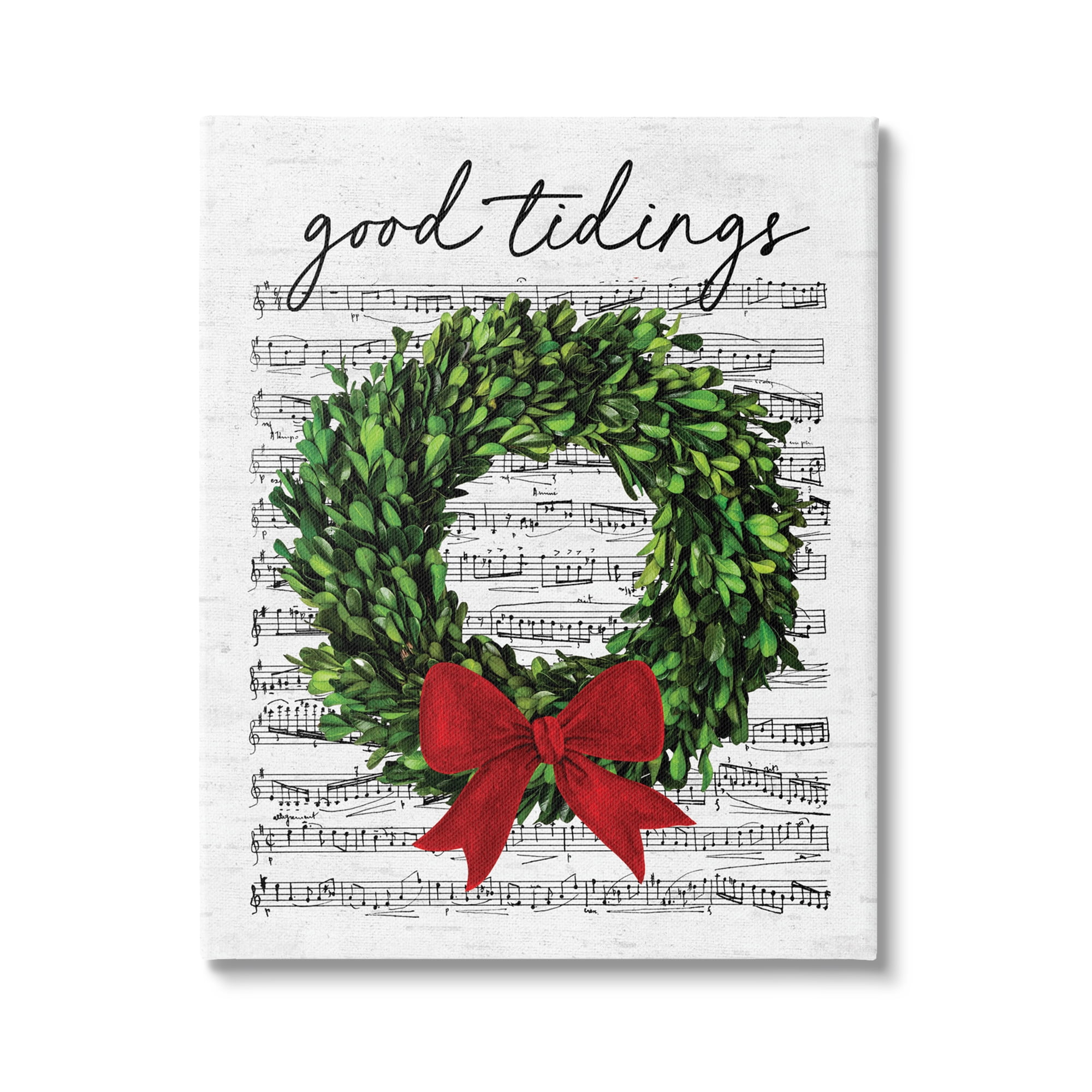 Stupell Industries Good Tidings Holiday Wreath Holiday Painting Gallery Wrapped Canvas Art Print Wall Art, 30 x 40