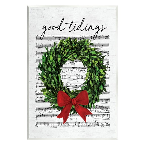 Stupell Industries Good Tidings Holiday Wreath Holiday Painting Unframed Art Print Wall Art, 10 x 15