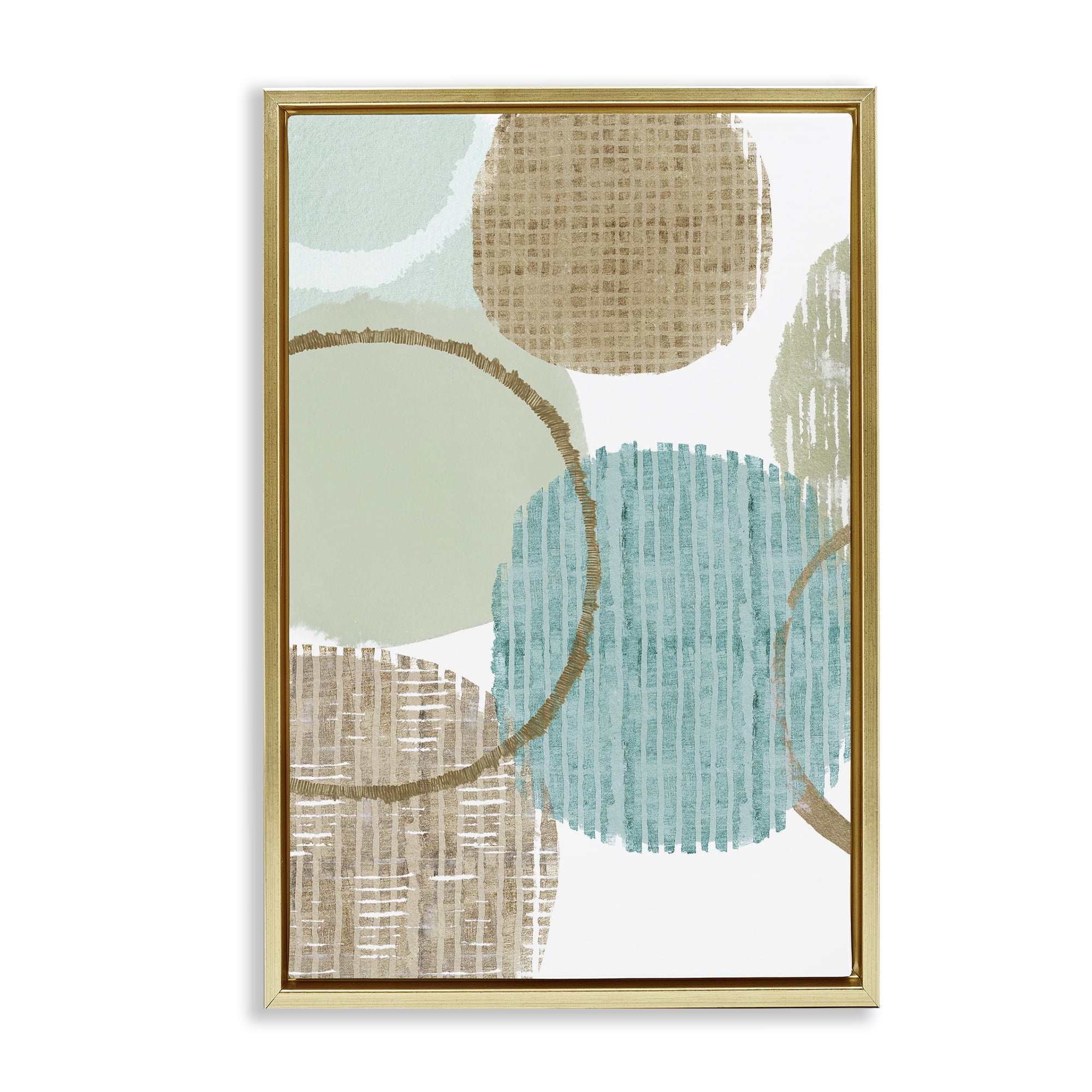 Stupell Industries Good Times Ahead Shapes Abstract Painting Gold Floater Framed Canvas Art Print Wall Art, 17 x 25