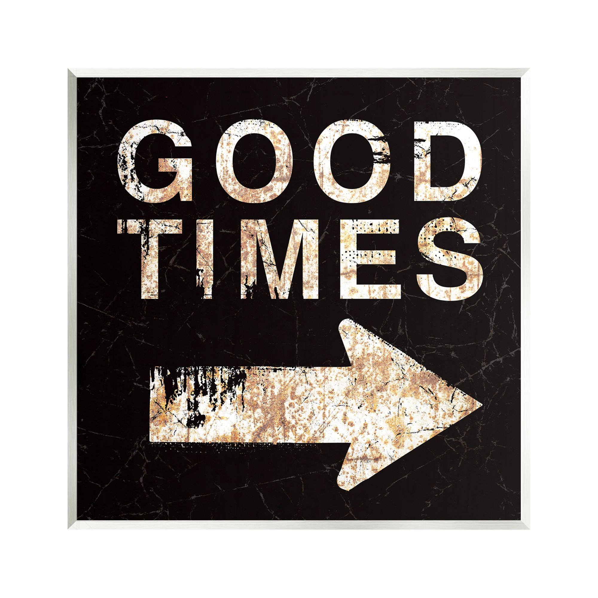 Stupell Industries Good Times Arrow Pointing Right Typography Painting Unframed Art Print Wall Art, 12 x 12