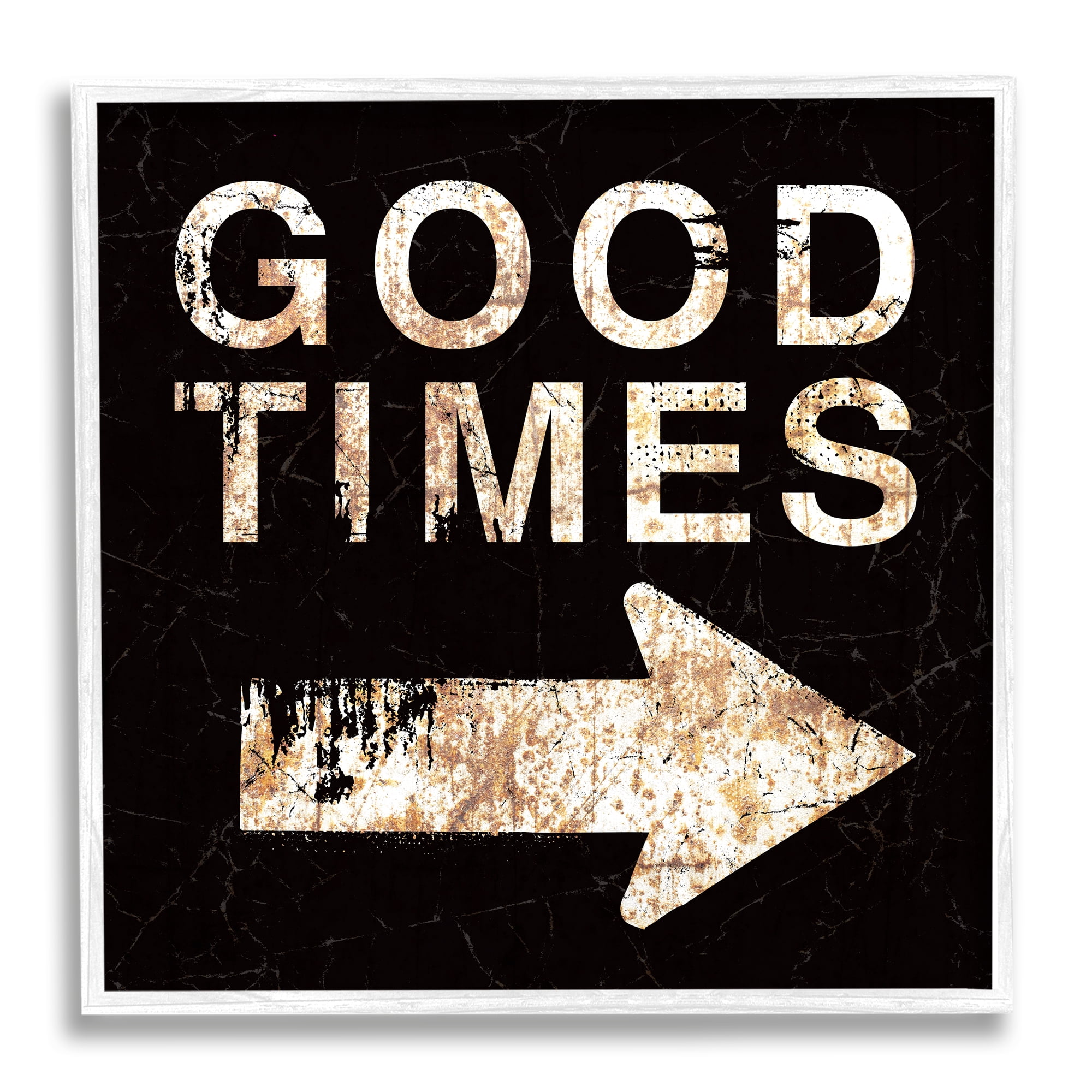 Stupell Industries Good Times Arrow Pointing Right Typography Painting White Framed Art Print Wall Art, 17 x 17