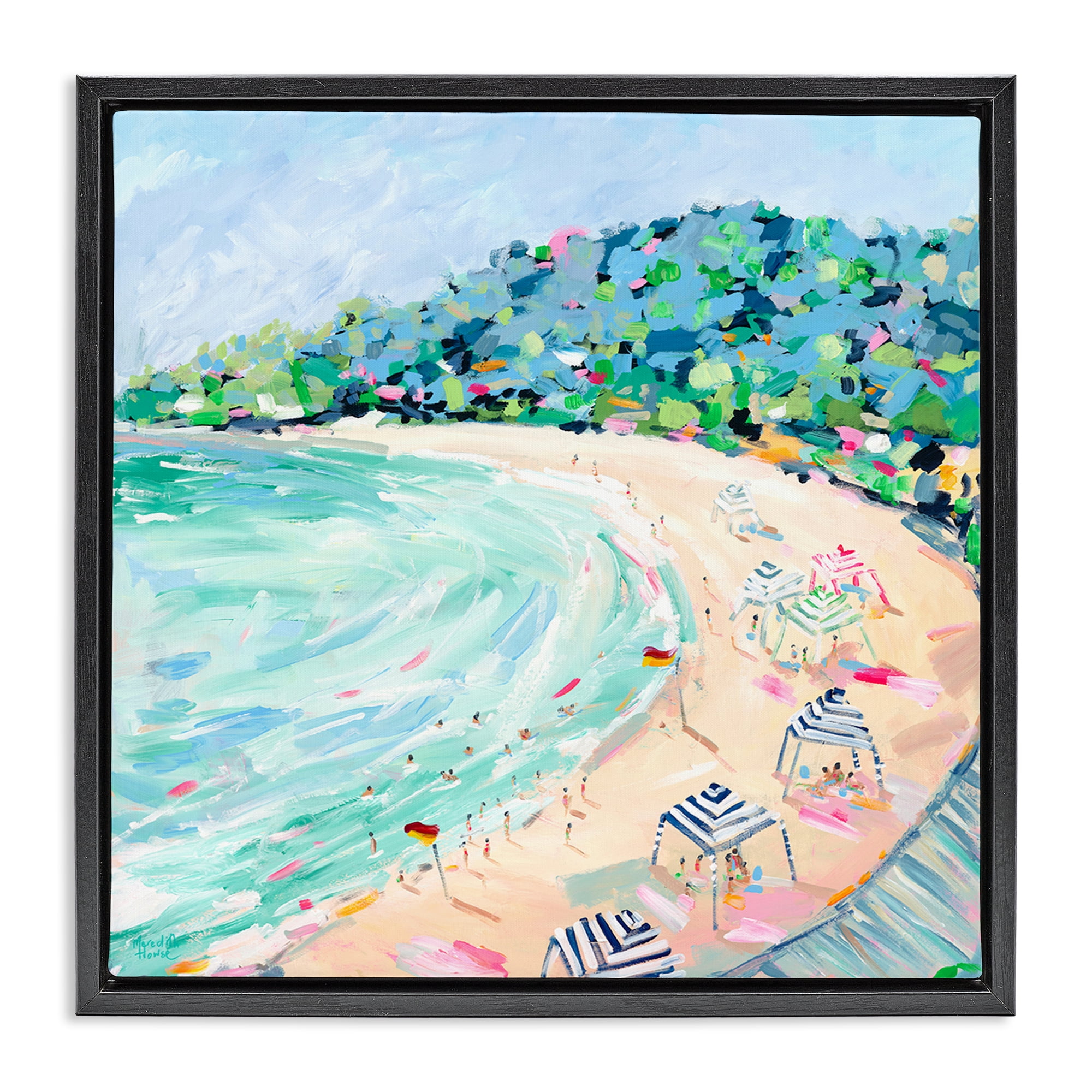 Stupell Industries Good Times Noosa Beach Black Framed Floater Canvas Wall Art, design by Meredith Howse