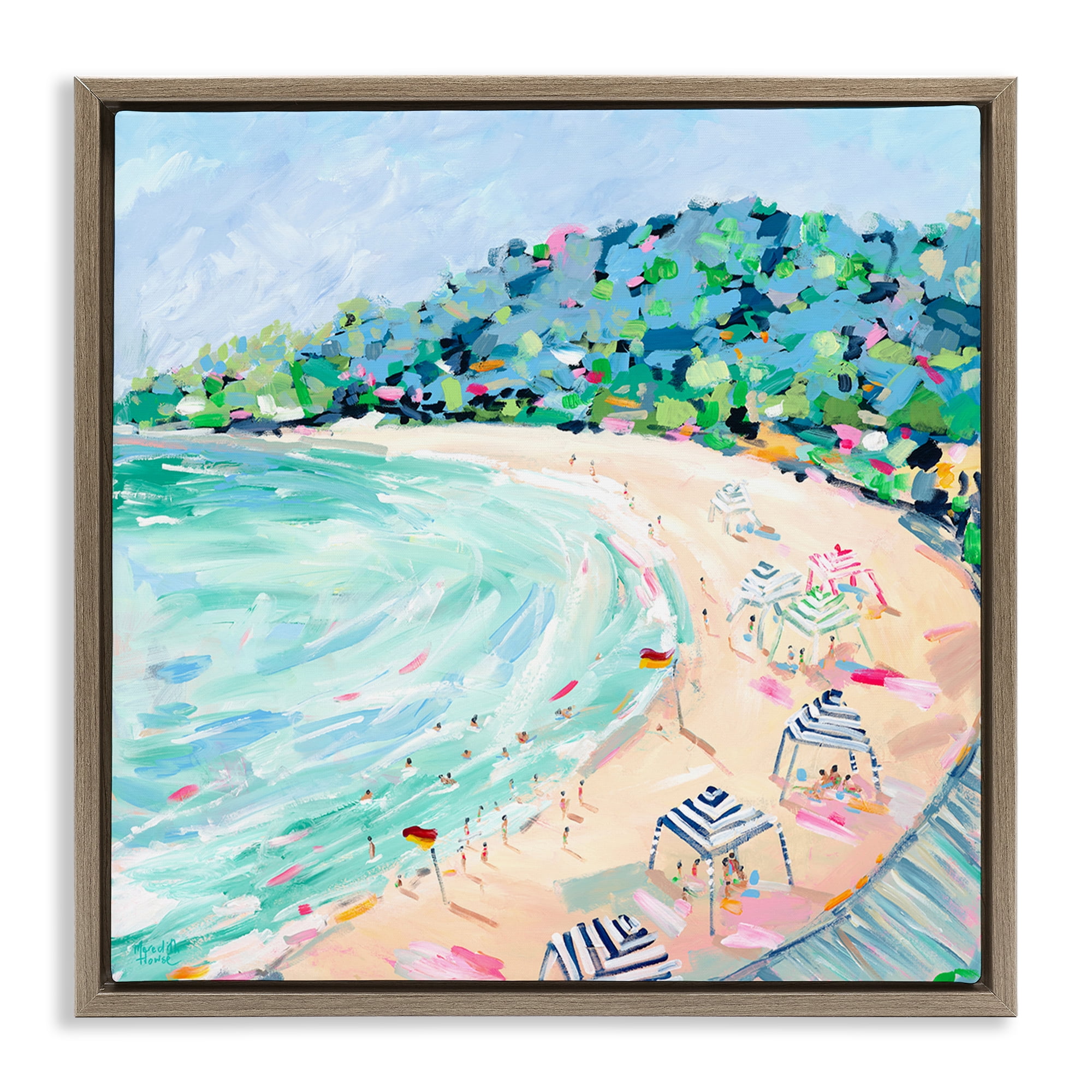 Stupell Industries Good Times Noosa Beach Brown Framed Floater Canvas Wall Art, design by Meredith Howse