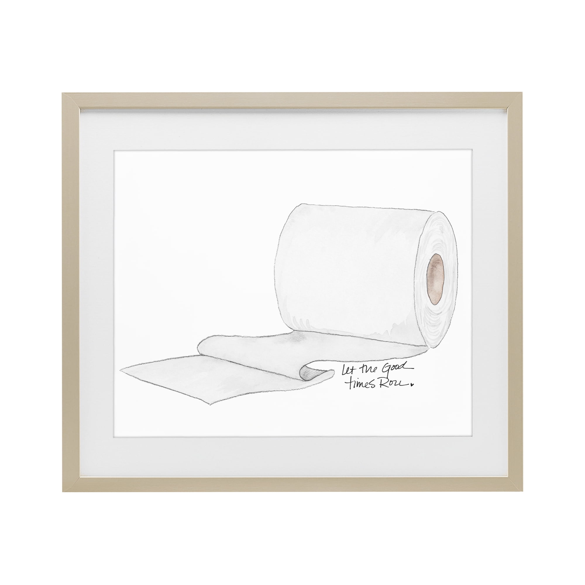 Stupell Industries Good Times Roll Toilet Paper Birch Framed Print Under Glass, design by Nola James
