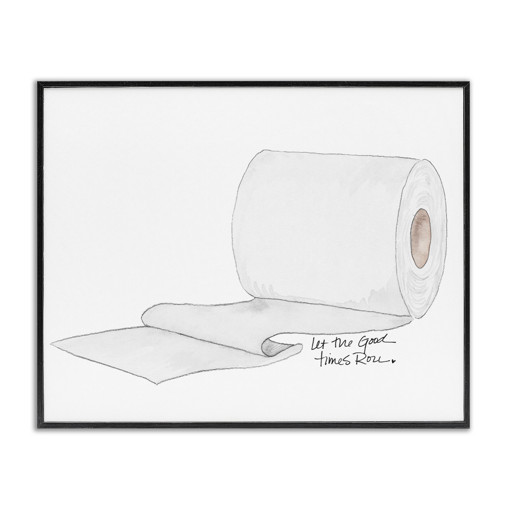 Stupell Industries Good Times Roll Toilet Paper Black Framed Giclee Art, design by Nola James
