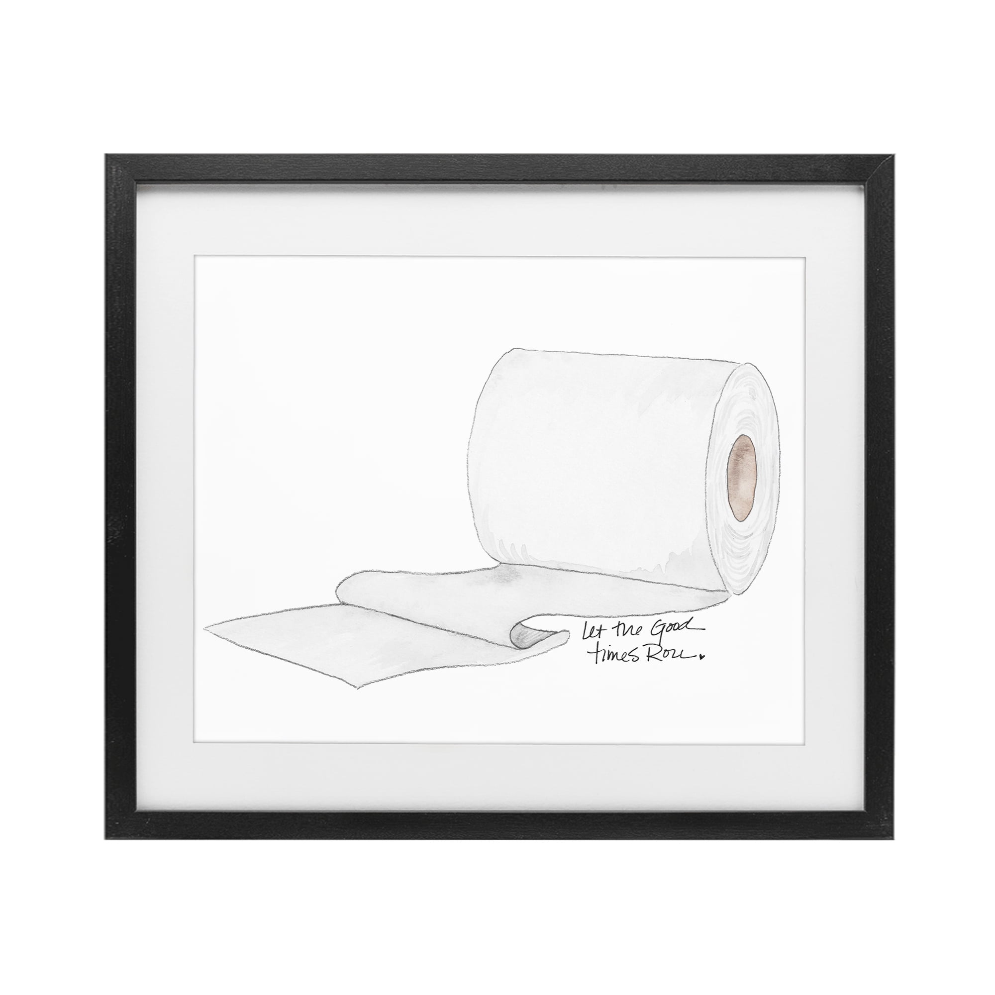Stupell Industries Good Times Roll Toilet Paper Black Framed Print Under Glass, design by Nola James
