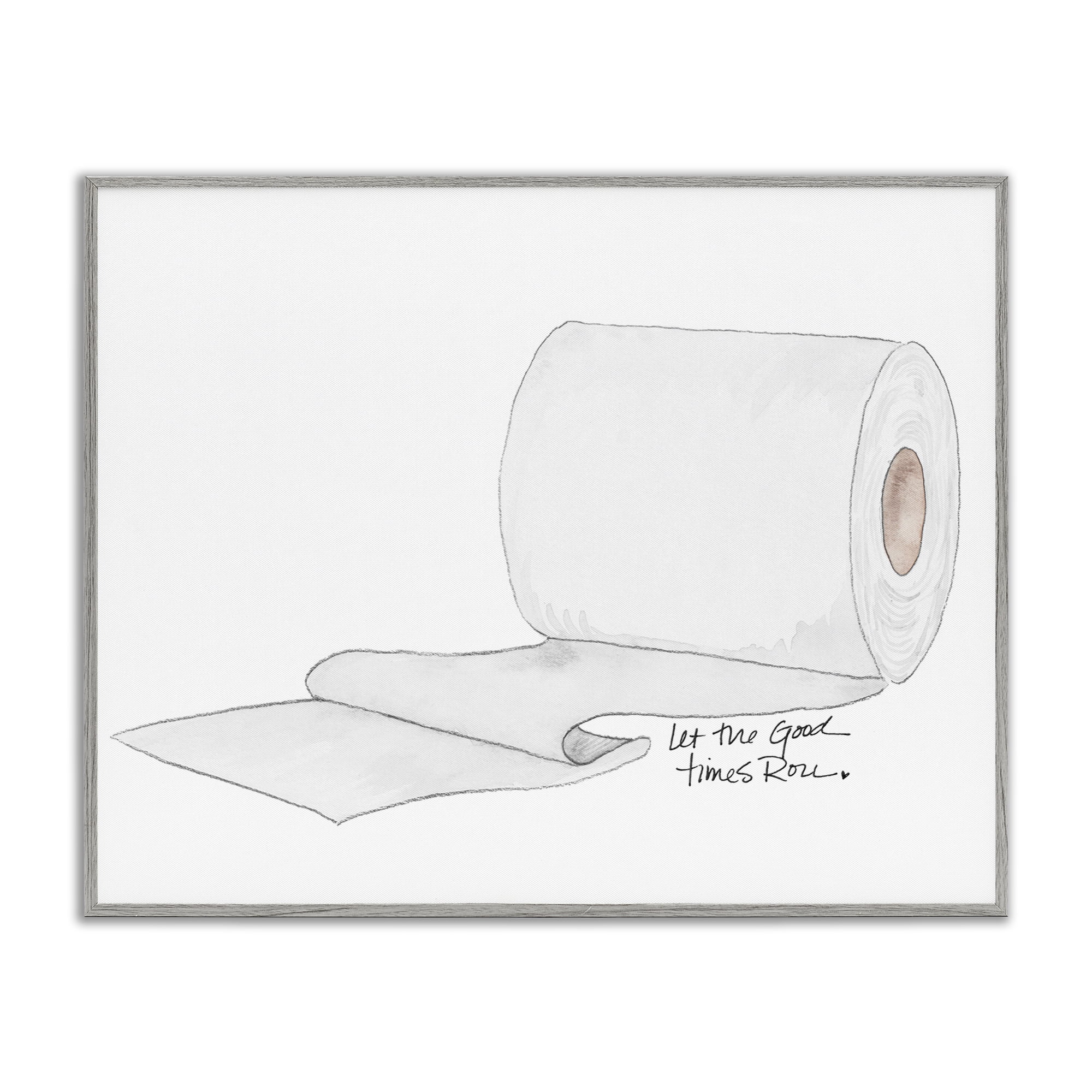 Stupell Industries Good Times Roll Toilet Paper Gray Framed Giclee Art, design by Nola James