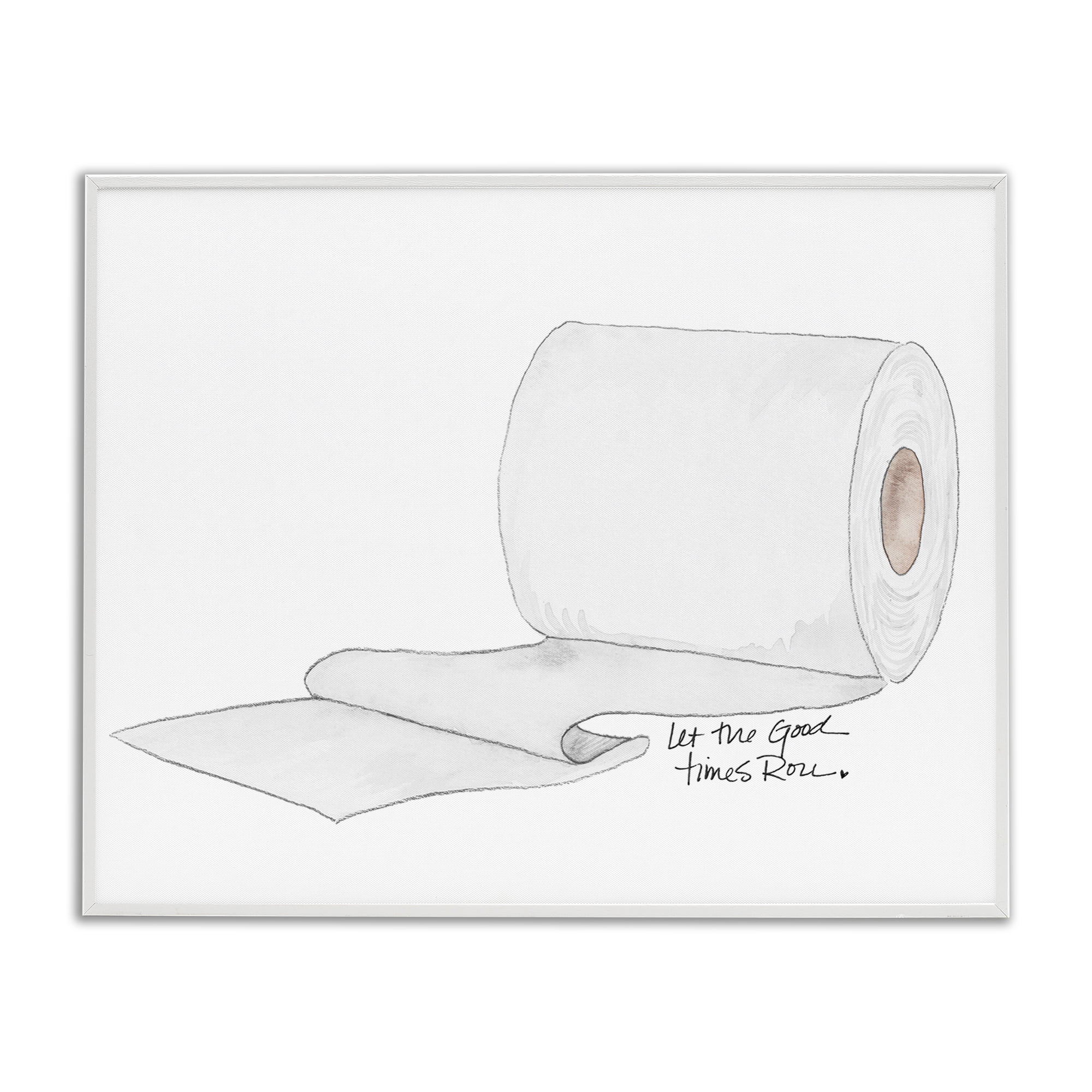 Stupell Industries Good Times Roll Toilet Paper White Framed Giclee Art, design by Nola James