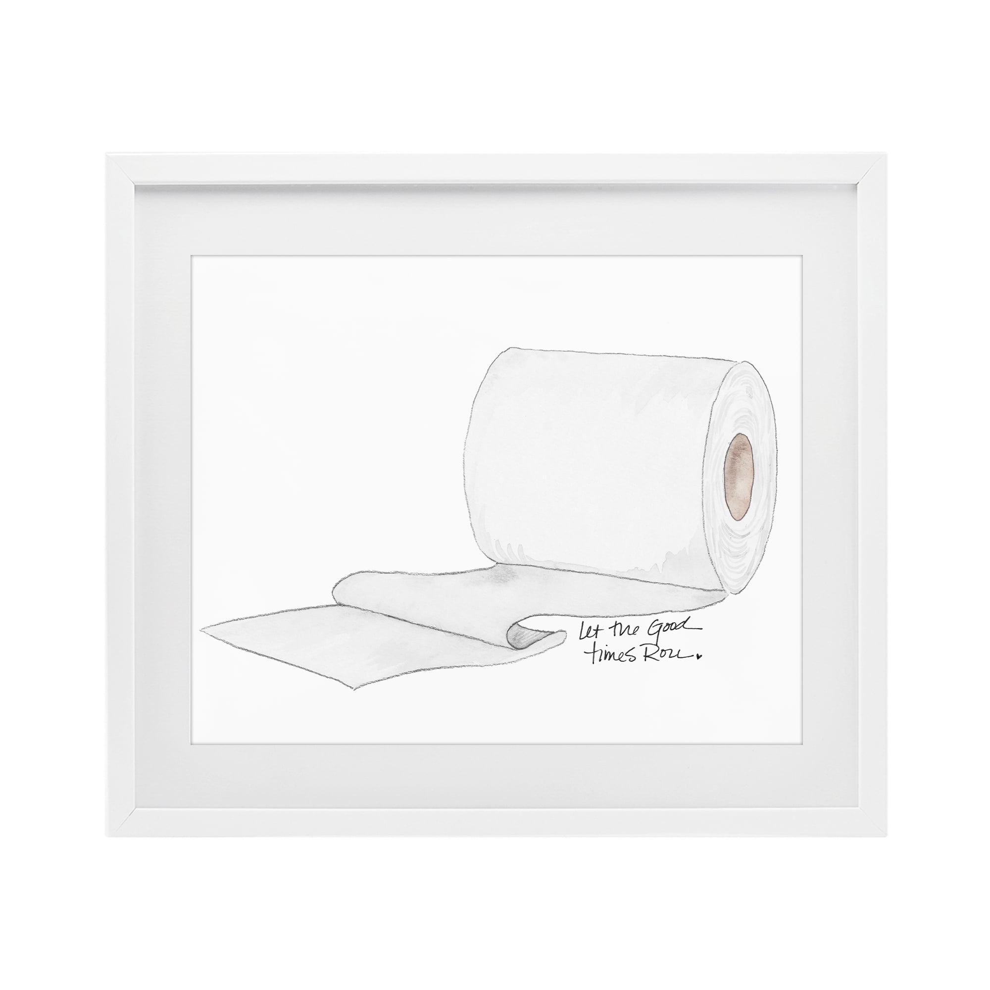 Stupell Industries Good Times Roll Toilet Paper White Framed Print Under Glass, design by Nola James
