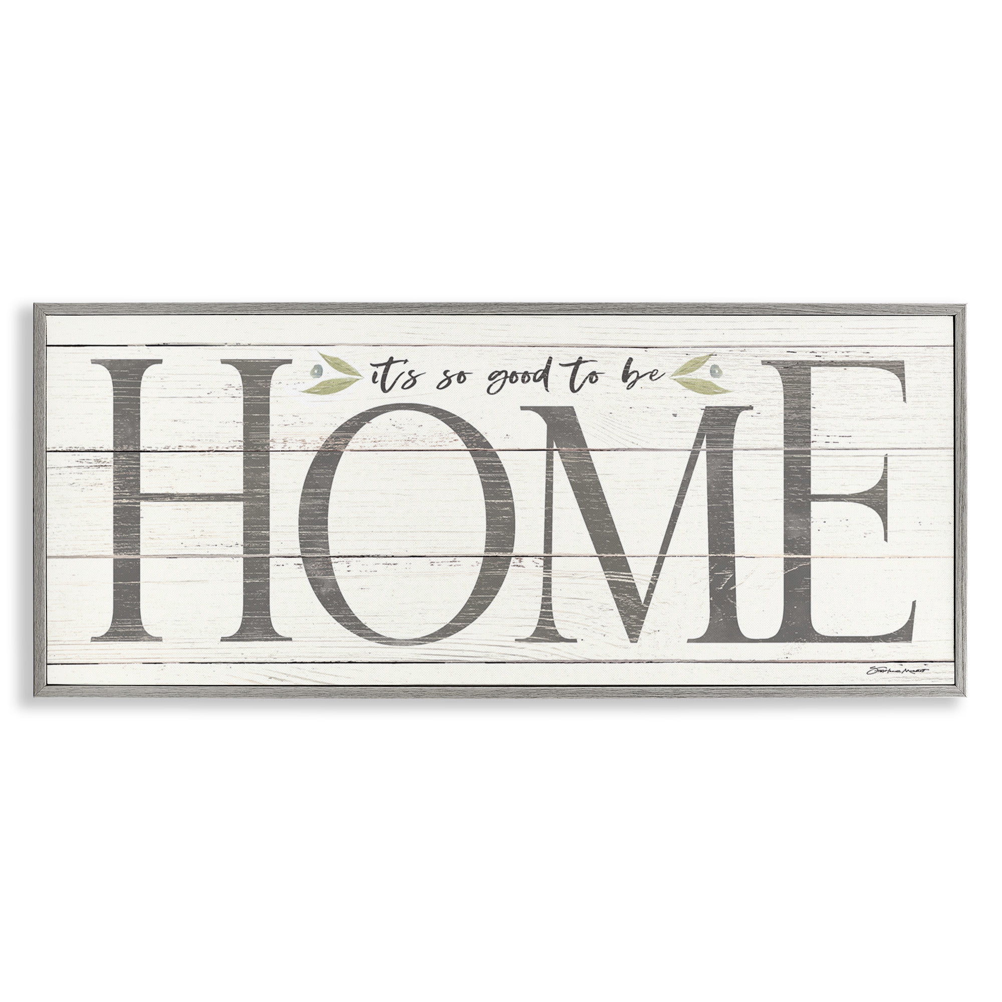 Stupell Industries Good To Be Home Family Inspirational Typography Painting Gray Framed Art Print Wall Art, 30 x 13