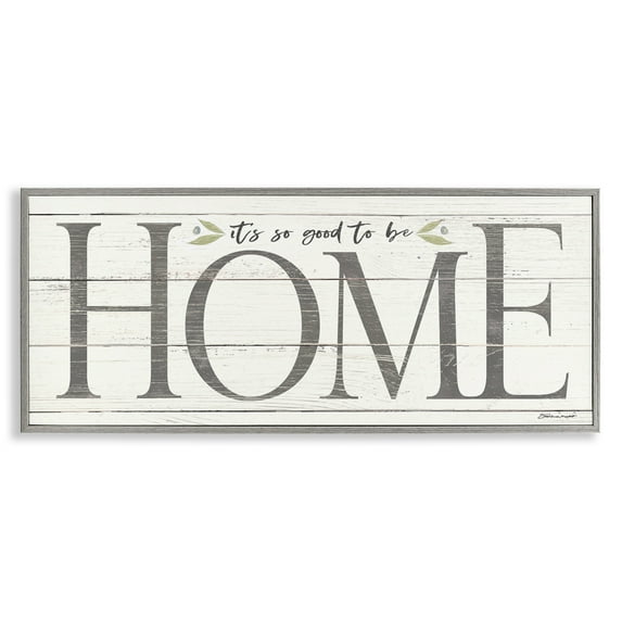 Stupell Industries Good To Be Home Family Inspirational Typography Painting Gray Framed Art Print Wall Art, 30 x 13