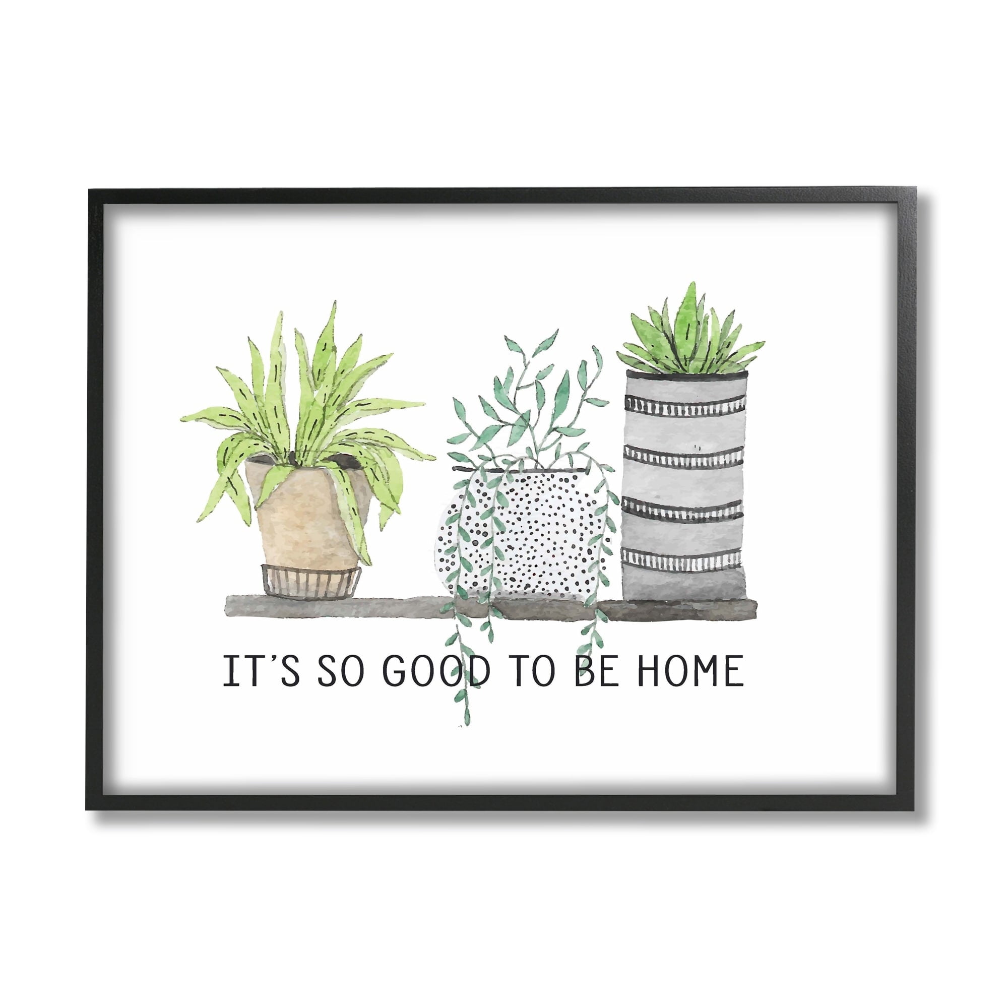 Stupell Industries Good To Be Home House Plants Various Planters Graphic Art Black Framed Art Print Wall Art, Design by Lettered and Lined