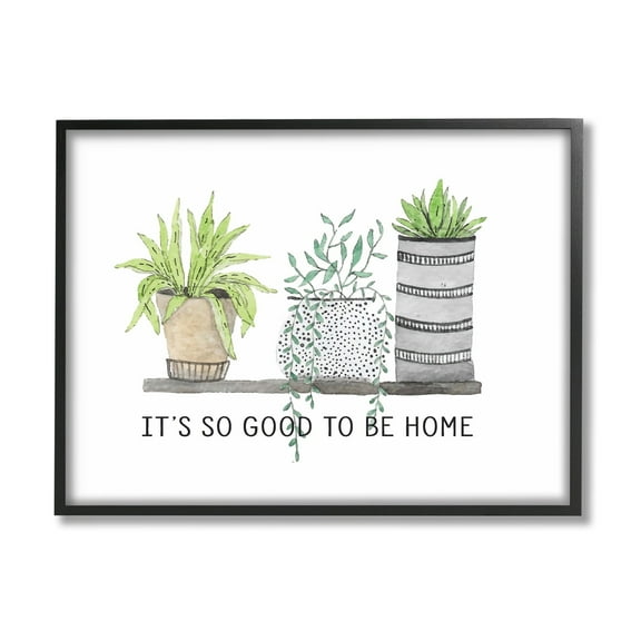 Stupell Industries Good To Be Home House Plants Various Planters Graphic Art Black Framed Art Print Wall Art, Design by Lettered and Lined