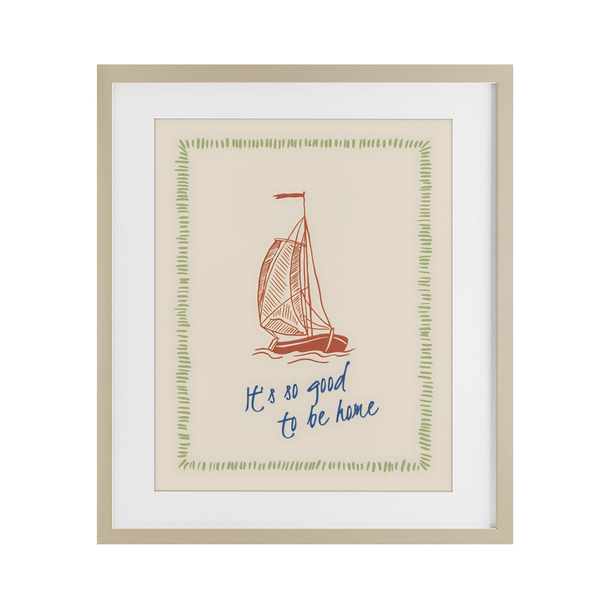 Stupell Industries Good To Be Home Sailboat Birch Framed Print Under Glass, design by The Prints Vibe