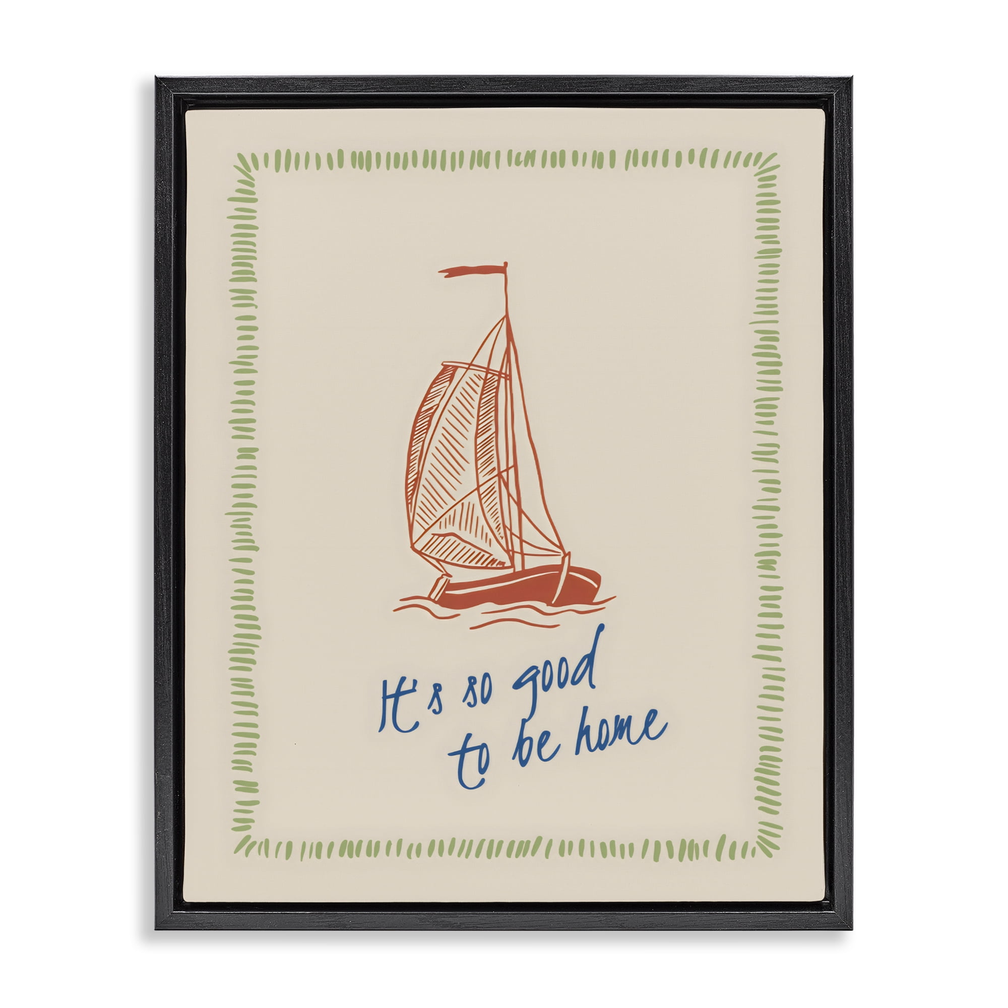 Stupell Industries Good To Be Home Sailboat Black Framed Floater Canvas Wall Art, design by The Prints Vibe
