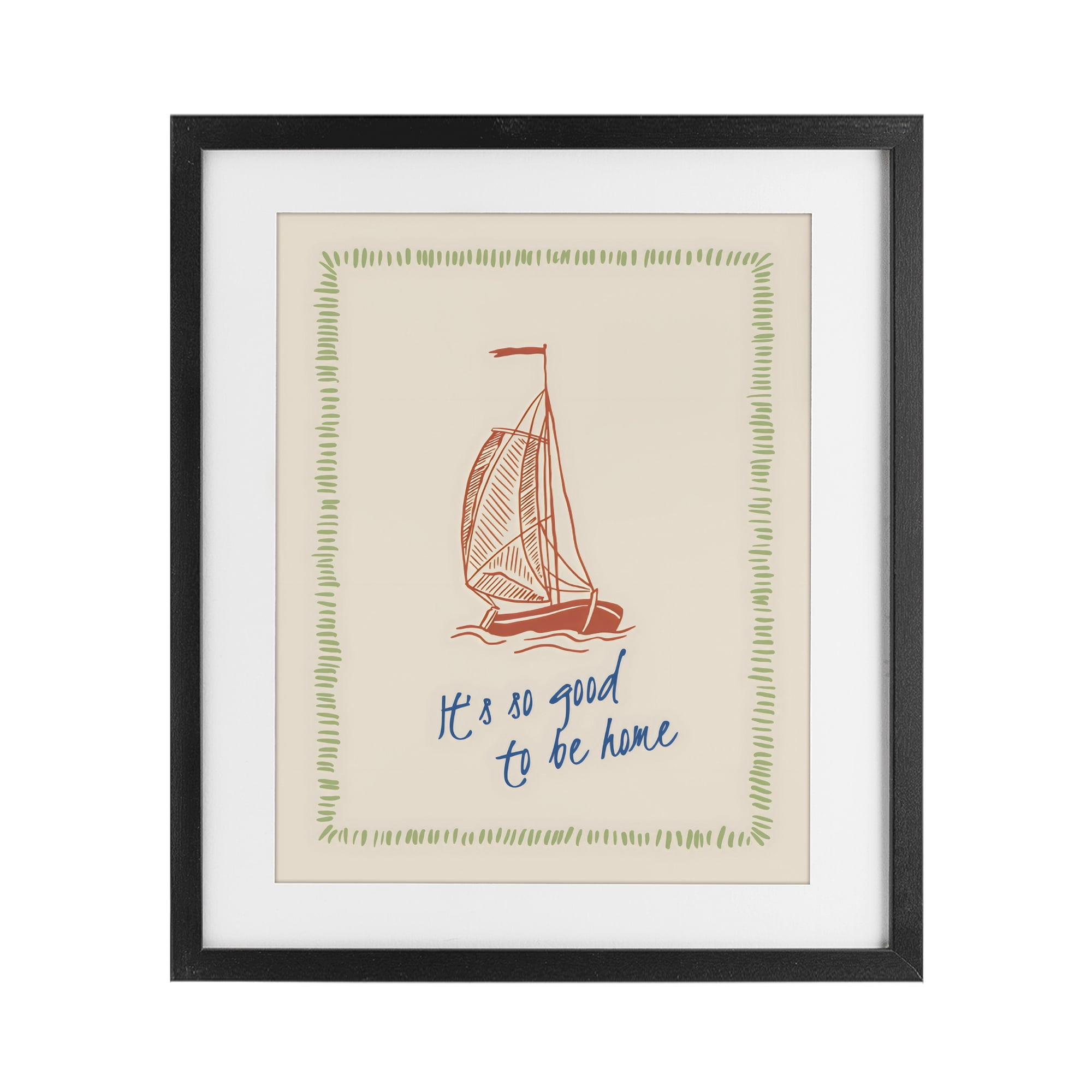 Stupell Industries Good To Be Home Sailboat Black Framed Print Under Glass, design by The Prints Vibe