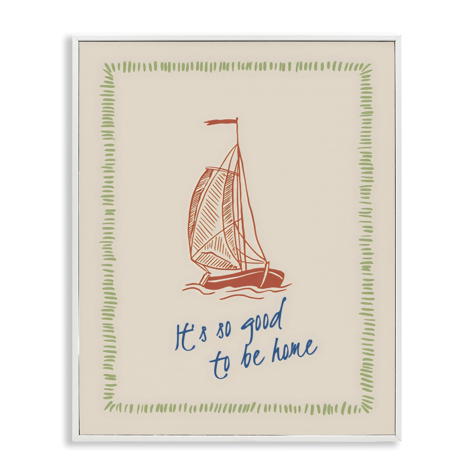 Stupell Industries Good To Be Home Sailboat White Framed Giclee Art, design by The Prints Vibe