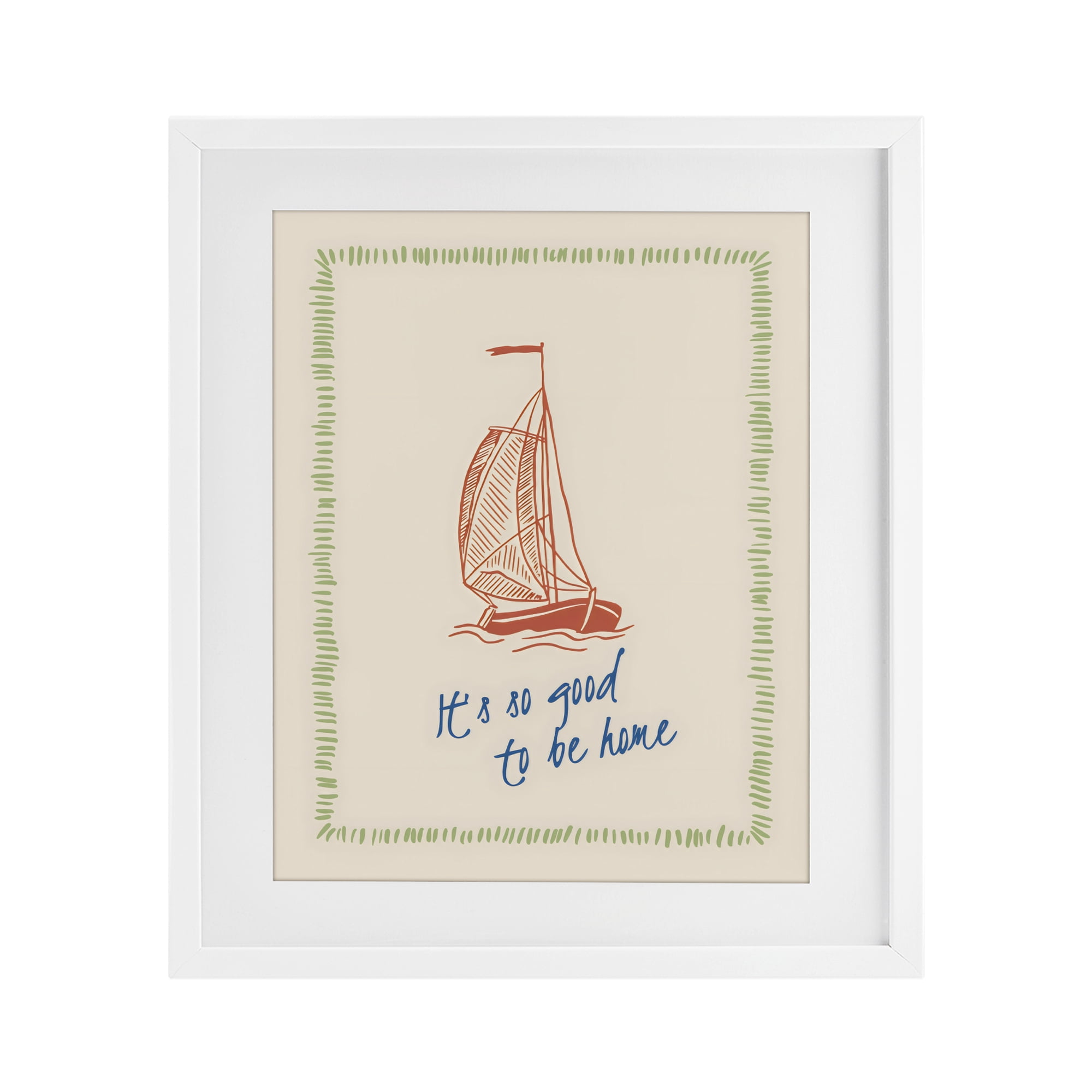 Stupell Industries Good To Be Home Sailboat White Framed Print Under Glass, design by The Prints Vibe