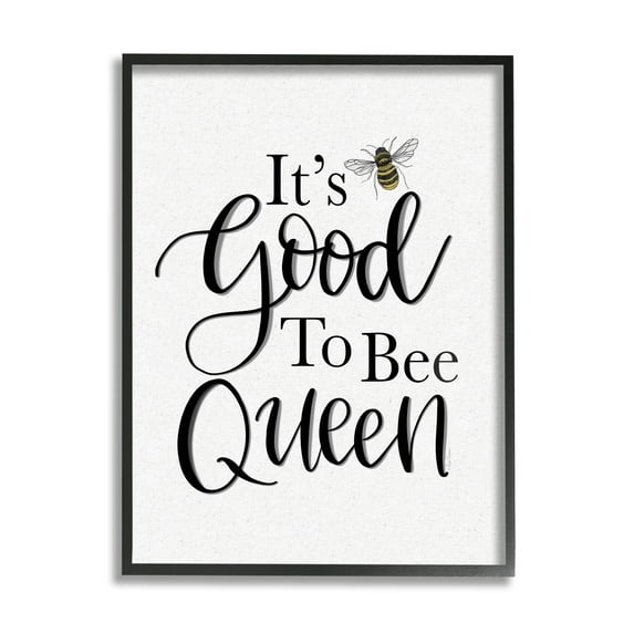 Stupell Industries Good To Bee Queen Bumble Insect Phrase Graphic Art Black Framed Art Print Wall Art, Design by Lisa Larson