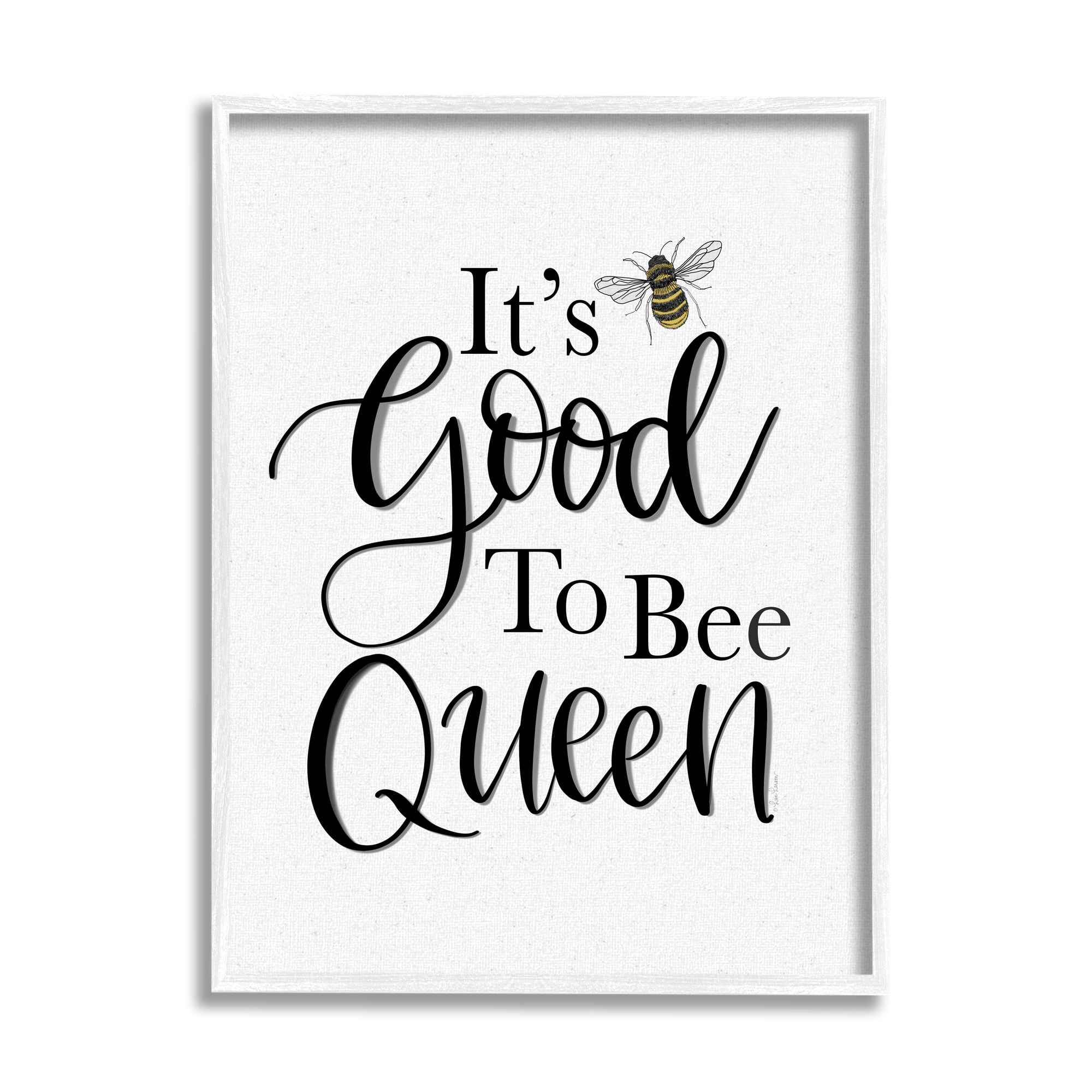 Stupell Industries Good To Bee Queen Bumble Insect Phrase Graphic Art White Framed Art Print Wall Art, Design by Lisa Larson