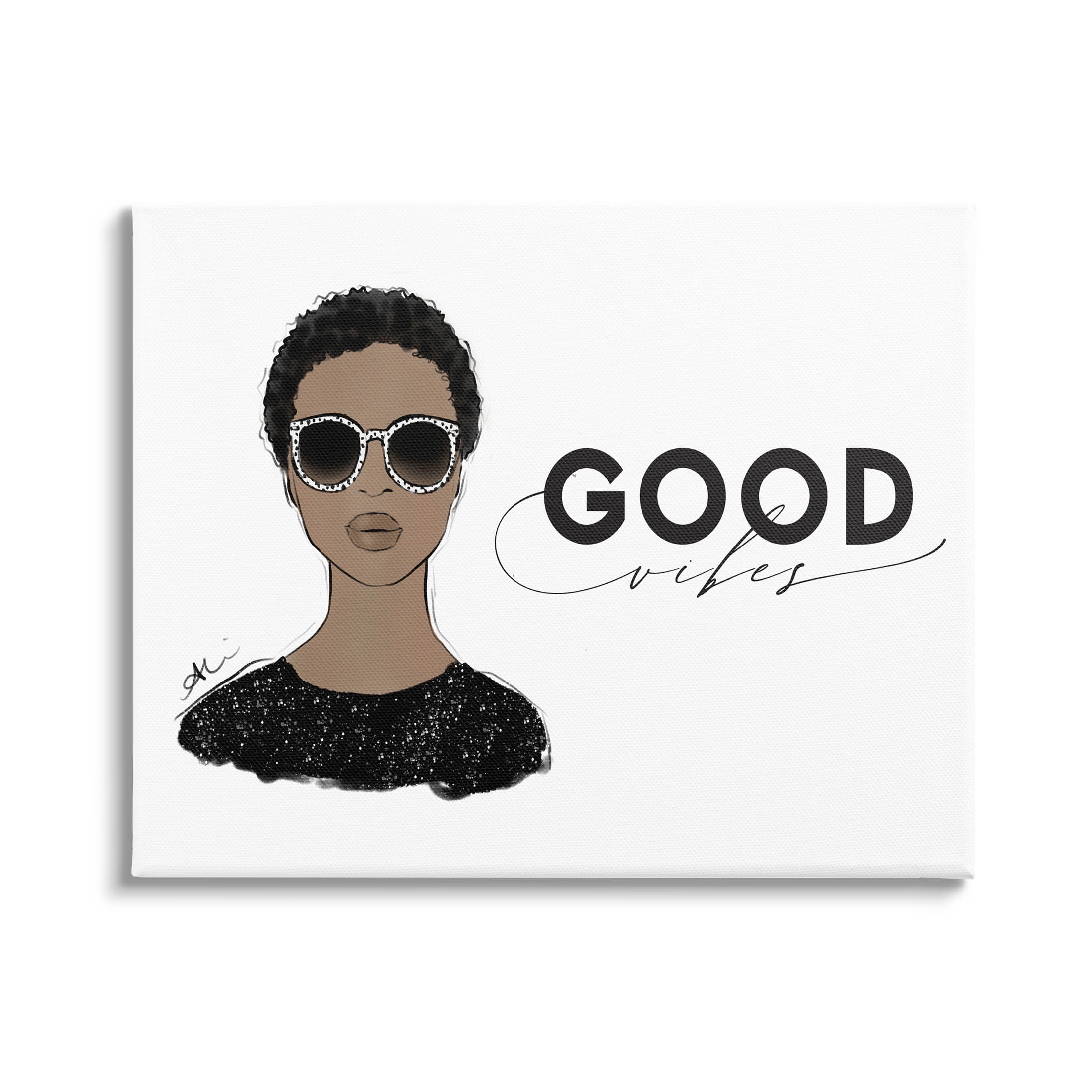 Stupell Industries Good Vibes Glam Portrait Graphic Art Gallery Wrapped Canvas Print Wall Art, Design by Alison Petrie