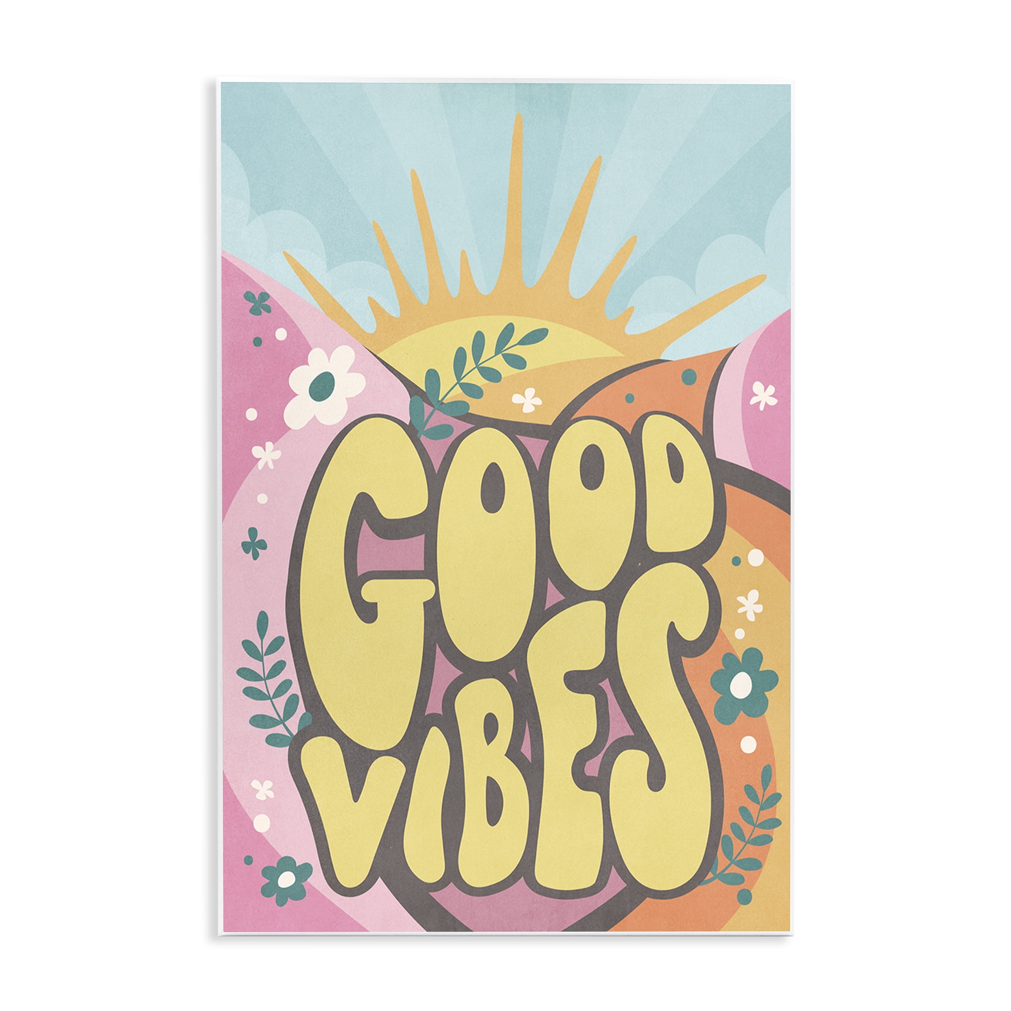 Stupell Industries Good Vibes Groovy Nature Text & Numbers Painting Unframed Art Print Wall Art, 13 x 19