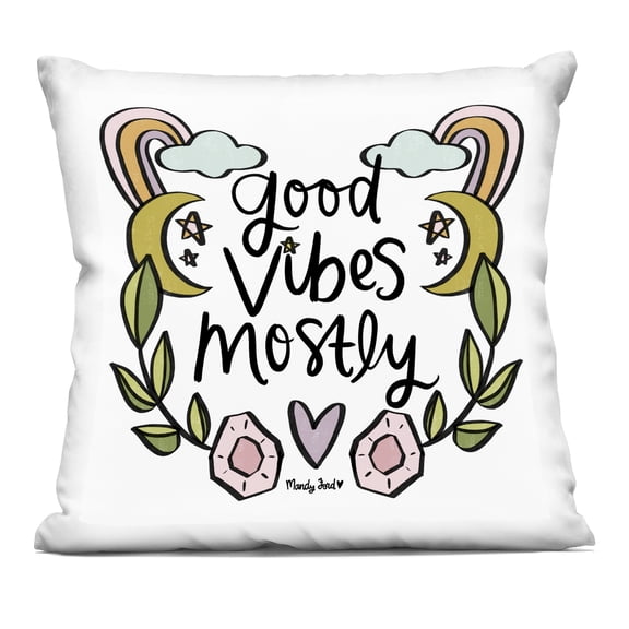 Stupell Industries Good Vibes Mostly Design by Mandy Ford Art + Illustration Throw Pillow