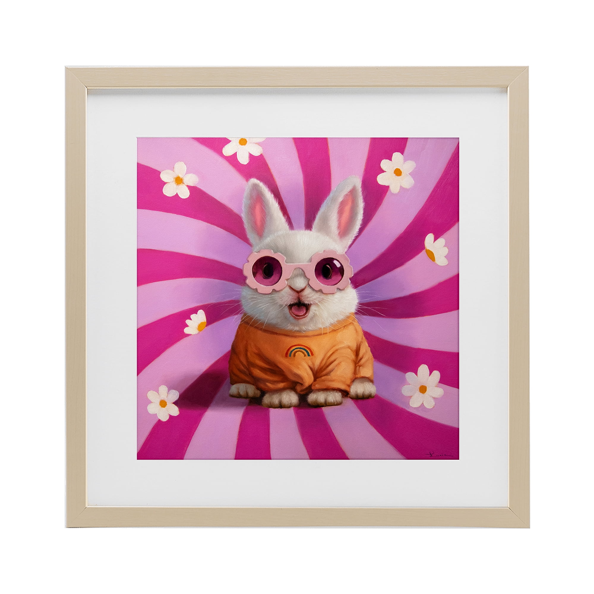 Stupell Industries Good Vibes Only Rabbit Birch Framed Print Under Glass, design by Lucia Heffernan