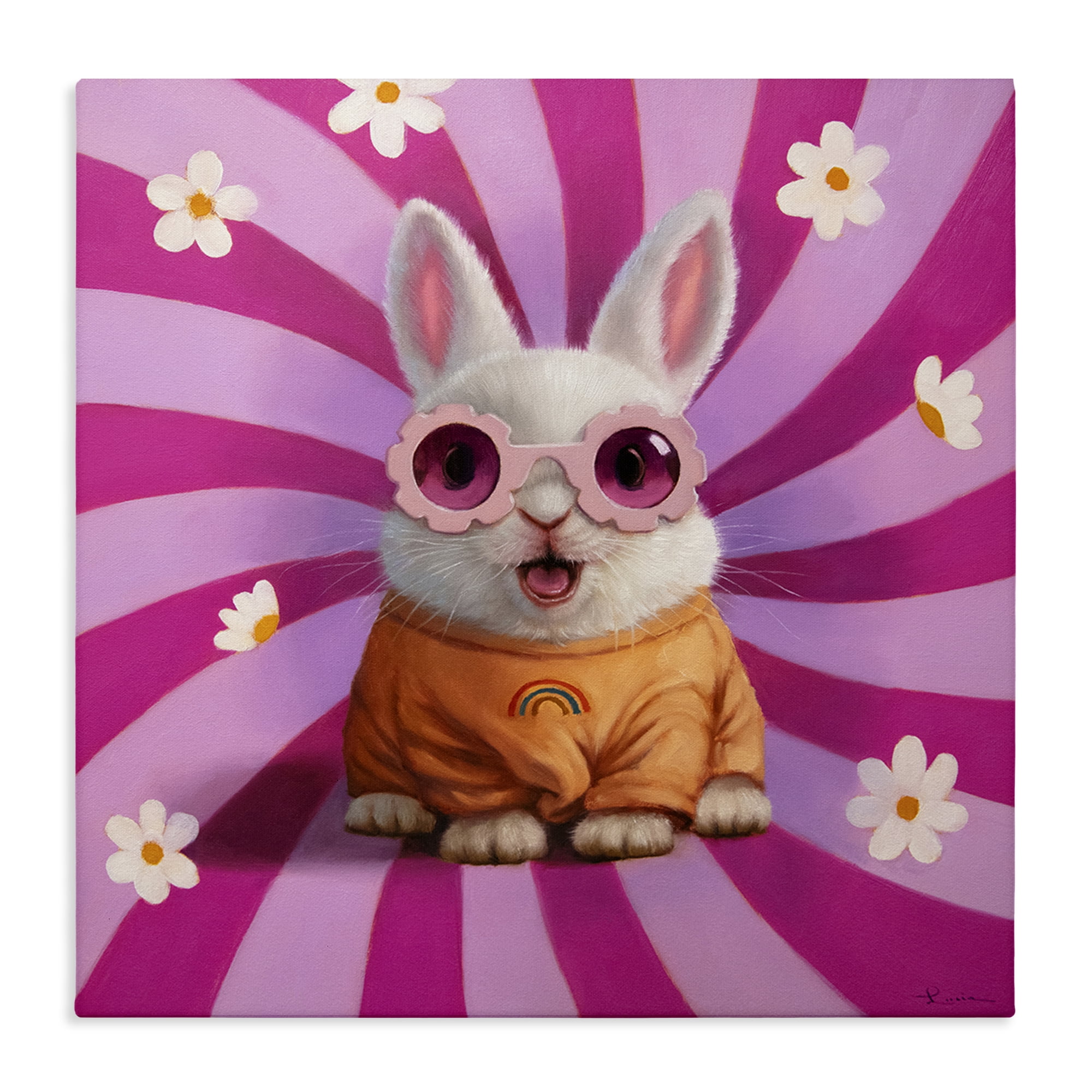 Stupell Industries Good Vibes Only Rabbit Canvas Wall Art, design by Lucia Heffernan