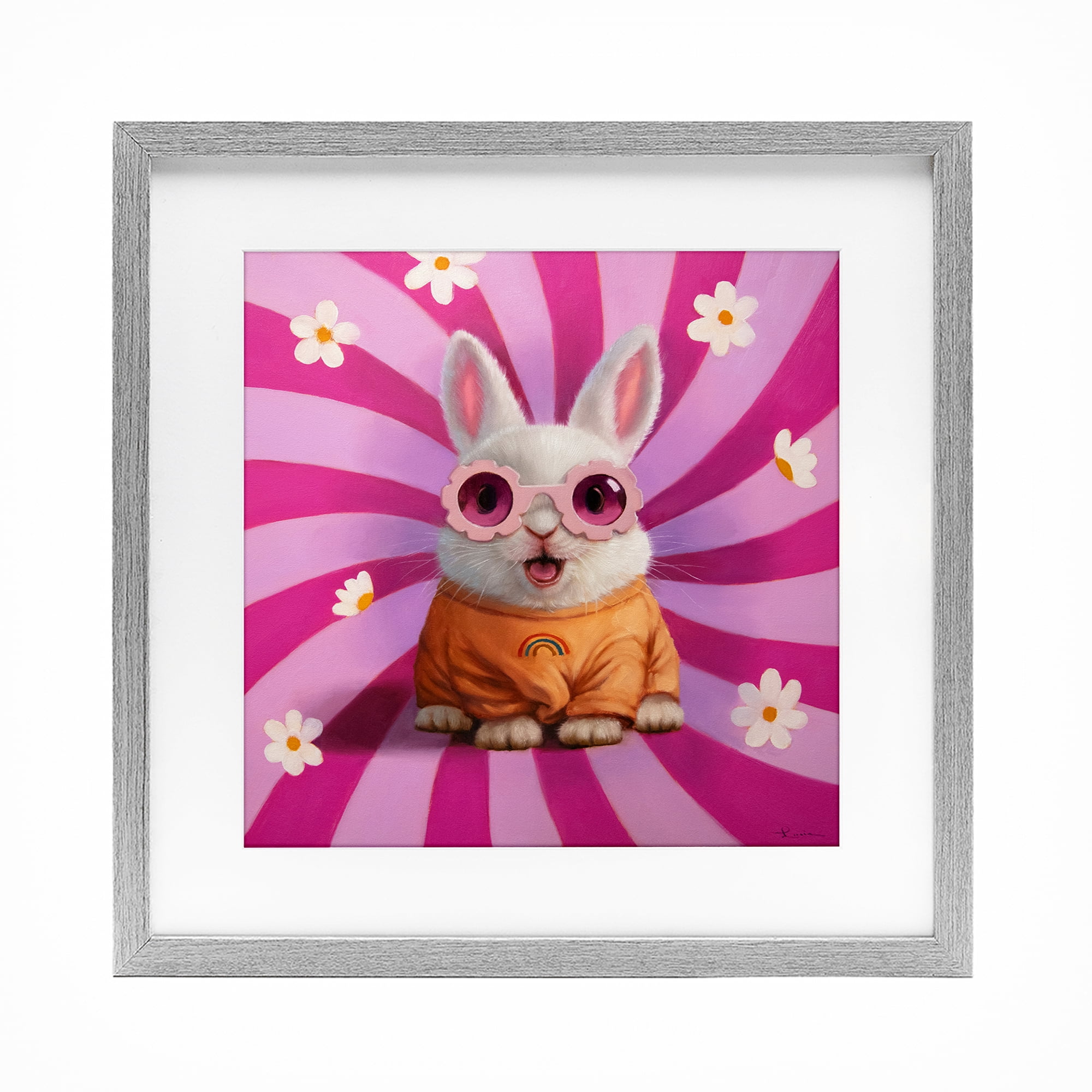 Stupell Industries Good Vibes Only Rabbit Gray Framed Print Under Glass, design by Lucia Heffernan