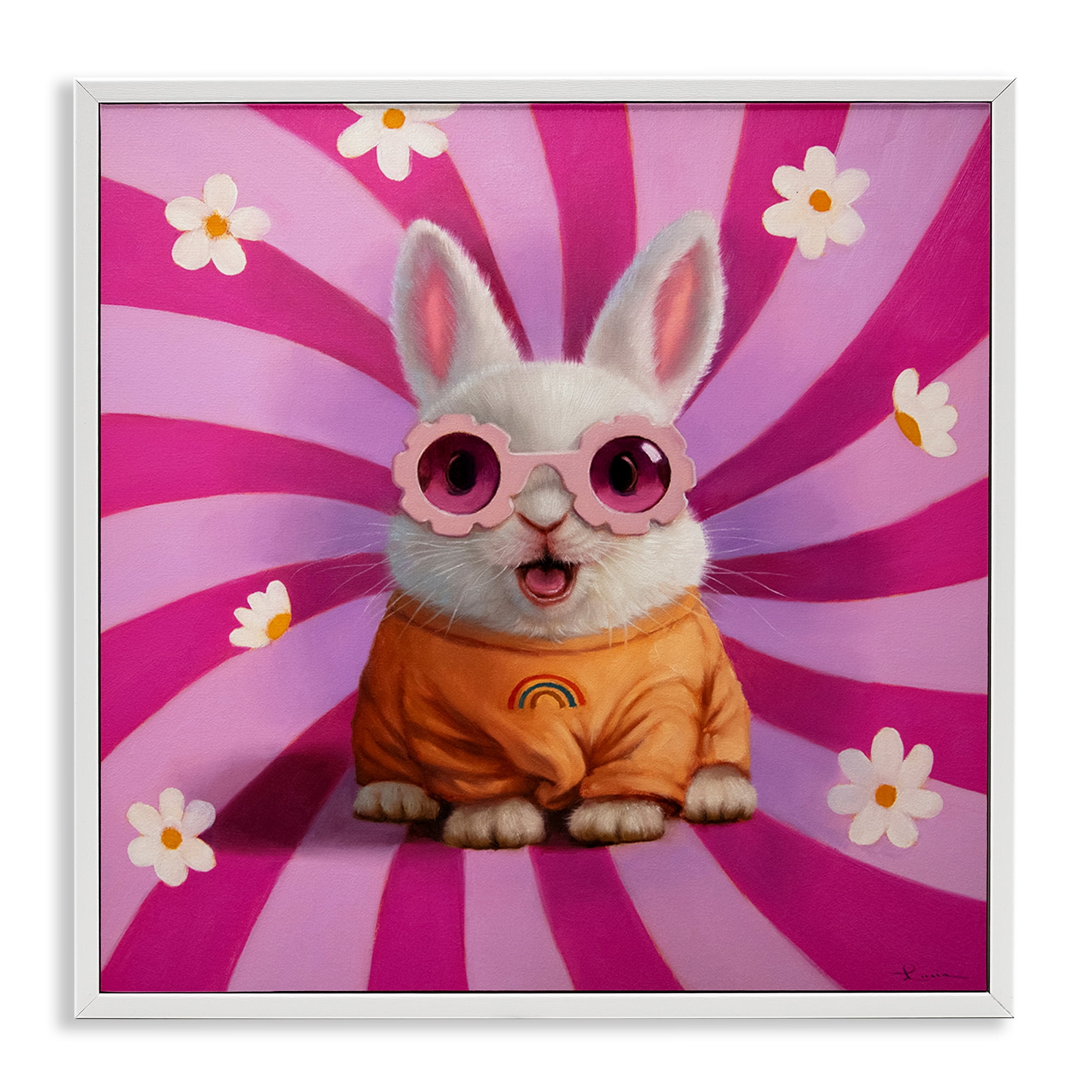 Stupell Industries Good Vibes Only Rabbit White Framed Giclee Art, design by Lucia Heffernan