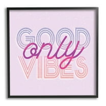 Stupell Industries Good Vibes Only Retro Text Graphic Art Black Framed Art Print Wall Art, Design by Lil' Rue