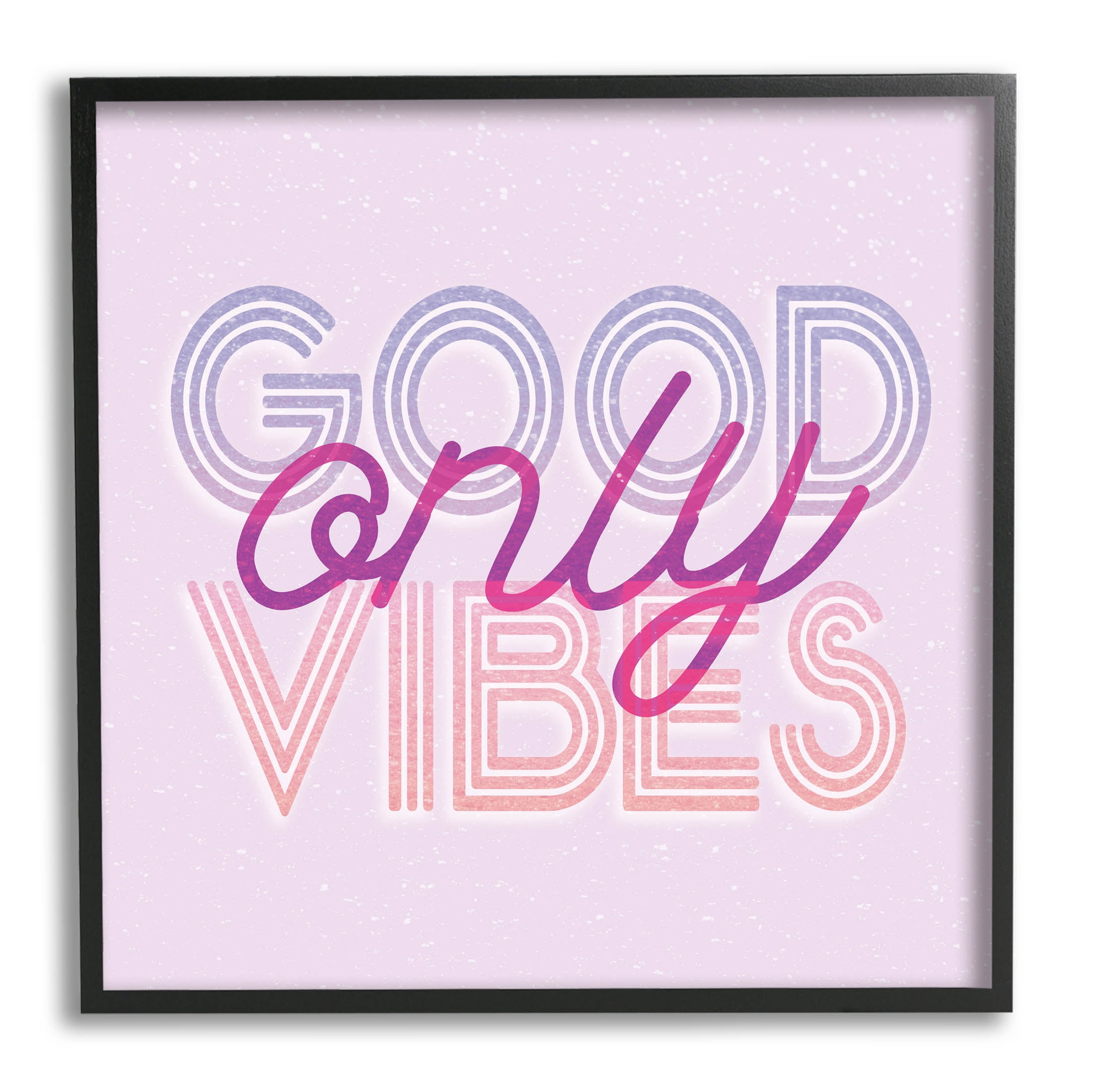 Stupell Industries Good Vibes Only Retro Text Graphic Art Black Framed Art Print Wall Art, Design by Lil' Rue