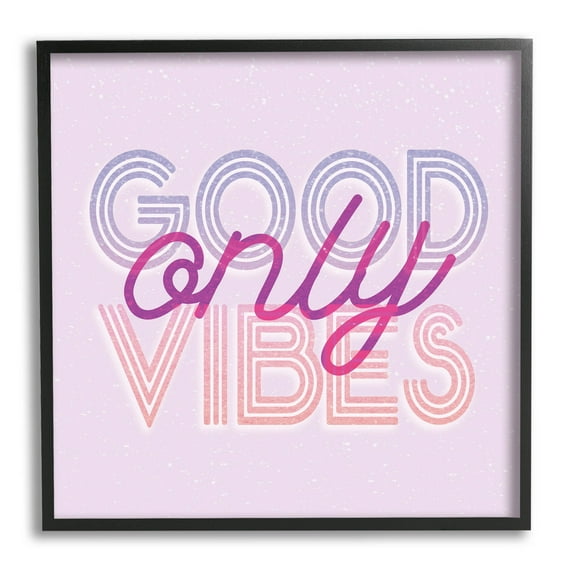 Stupell Industries Good Vibes Only Retro Text Graphic Art Black Framed Art Print Wall Art, Design by Lil' Rue