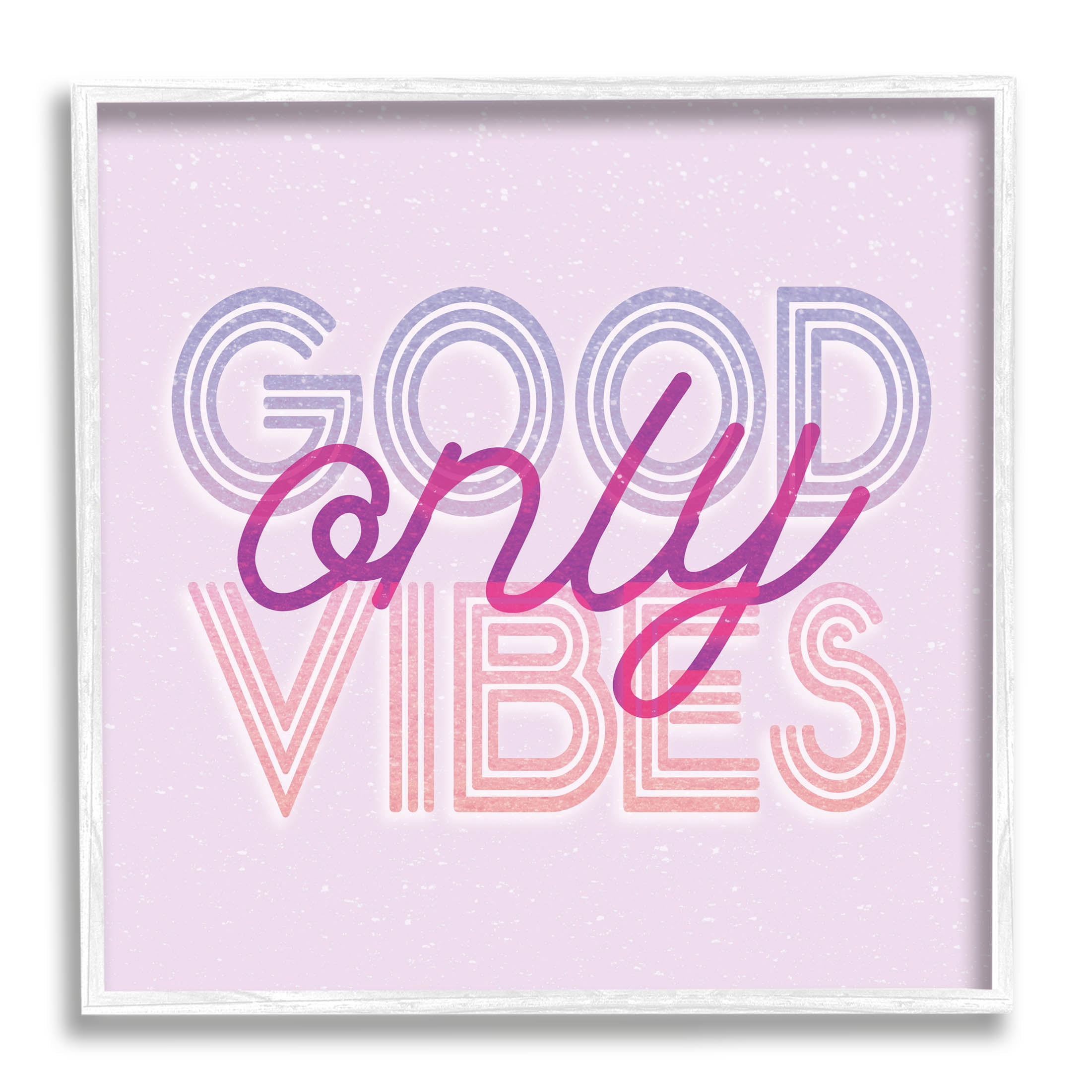Stupell Industries Good Vibes Only Retro Text Graphic Art White Framed Art Print Wall Art, Design by Lil' Rue