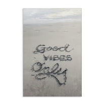 Stupell Industries Good Vibes Only in Sand Nautical & Beach Photography Wrapped Canvas Art Print Wall Art, 16 x 24