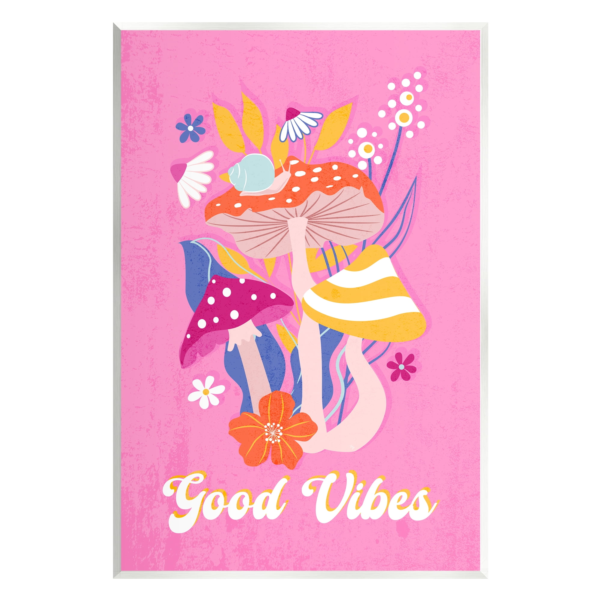Stupell Industries Good Vibes Retro Mushrooms Botanical & Floral Painting Unframed Art Print Wall Art, 13 x 19