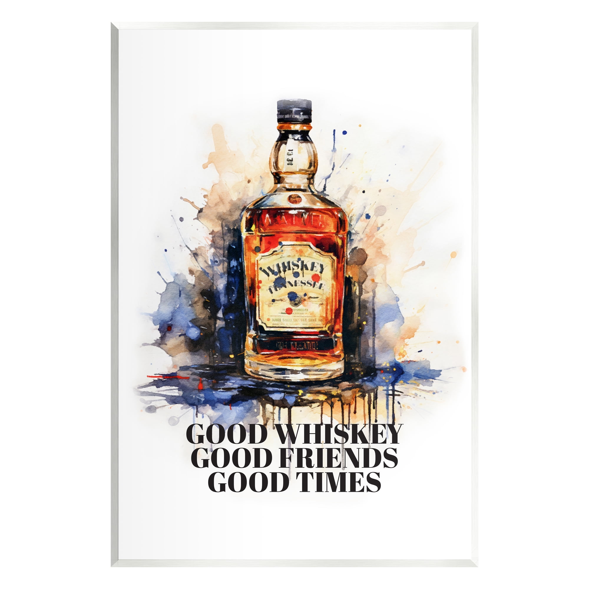 Stupell Industries Good Whiskey & Friends Food & Beverage Painting Unframed Art Print Wall Art, 13 x 19