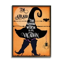 Stupell Industries Good Witch On Vacation Fun Festive Halloween Fantasy Graphic Art Black Framed Art Print Wall Art, 11x14, by Jill Meyer